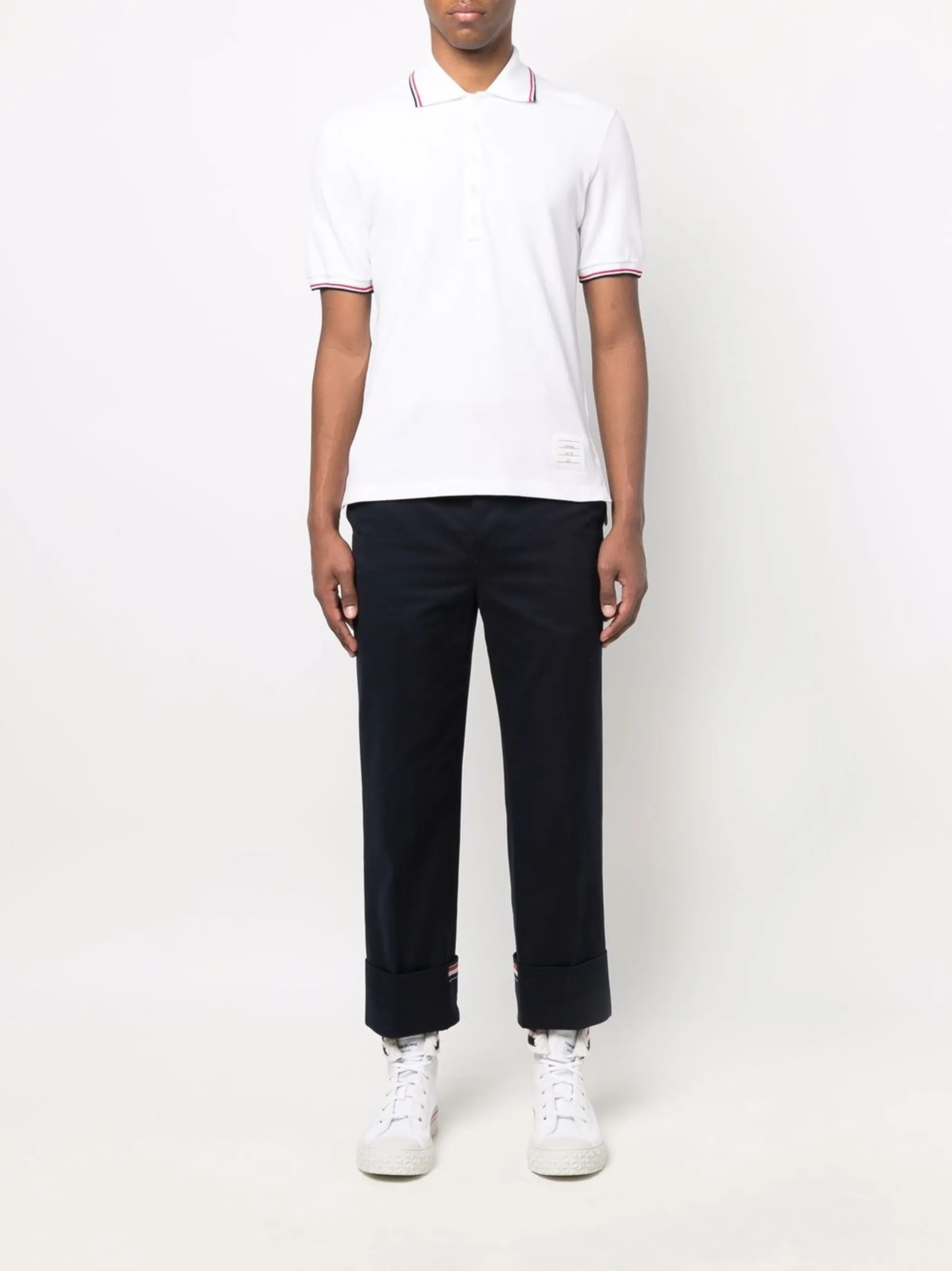 stripe-detailed polo shirt