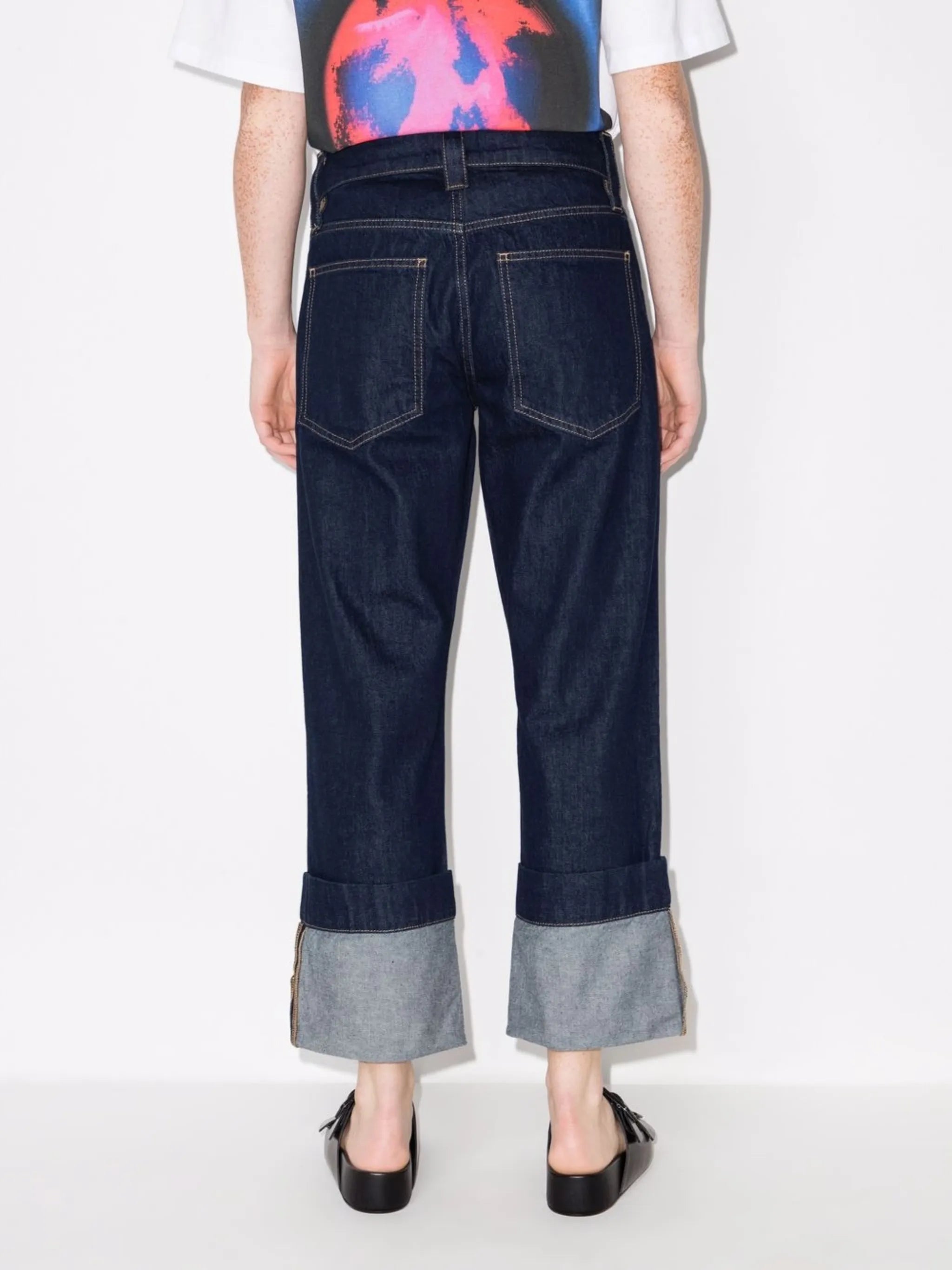turn-up hem cropped jeans