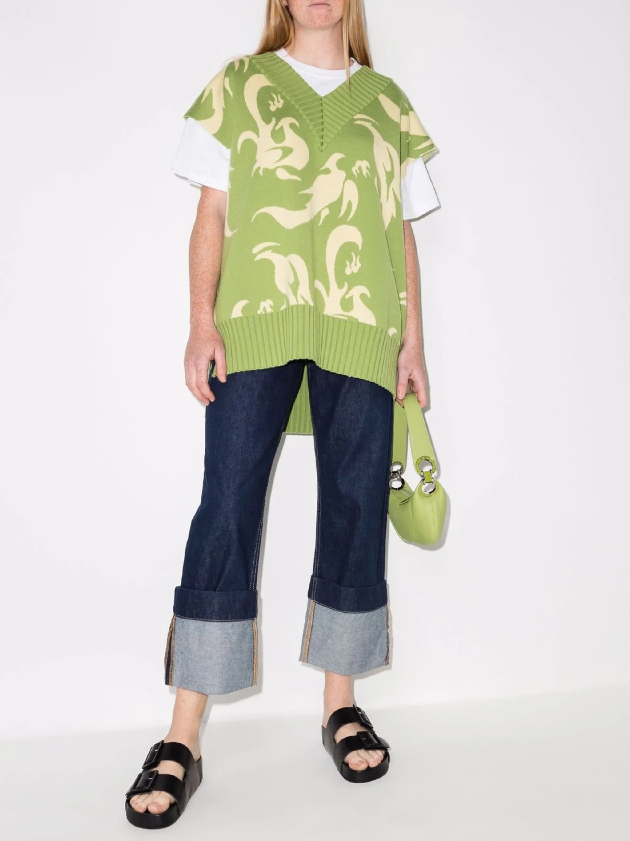 turn-up hem cropped jeans
