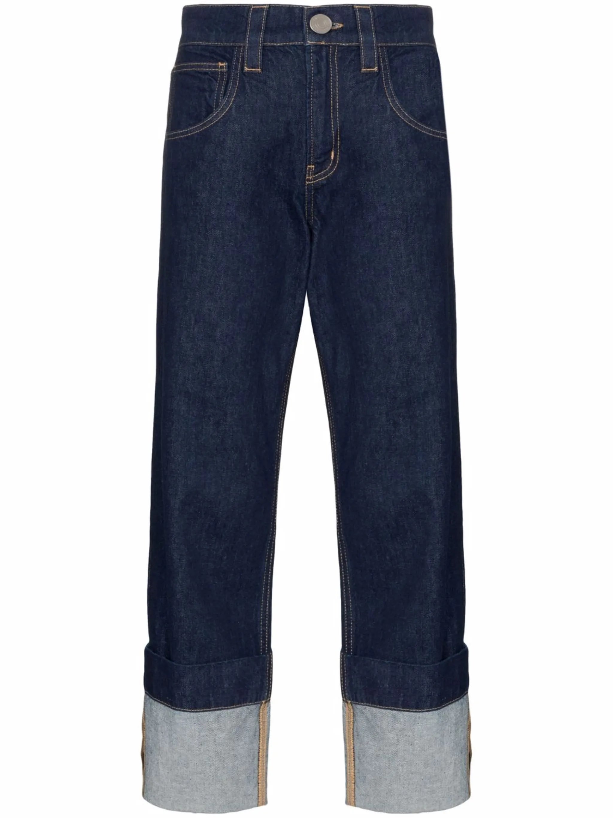 turn-up hem cropped jeans