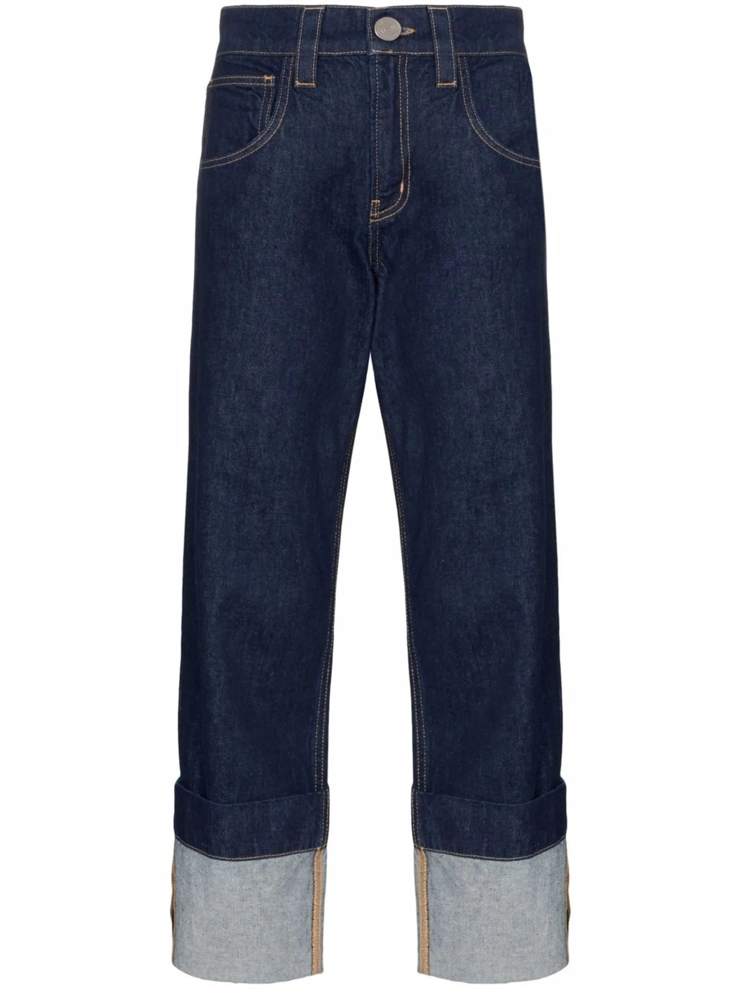turn-up hem cropped jeans