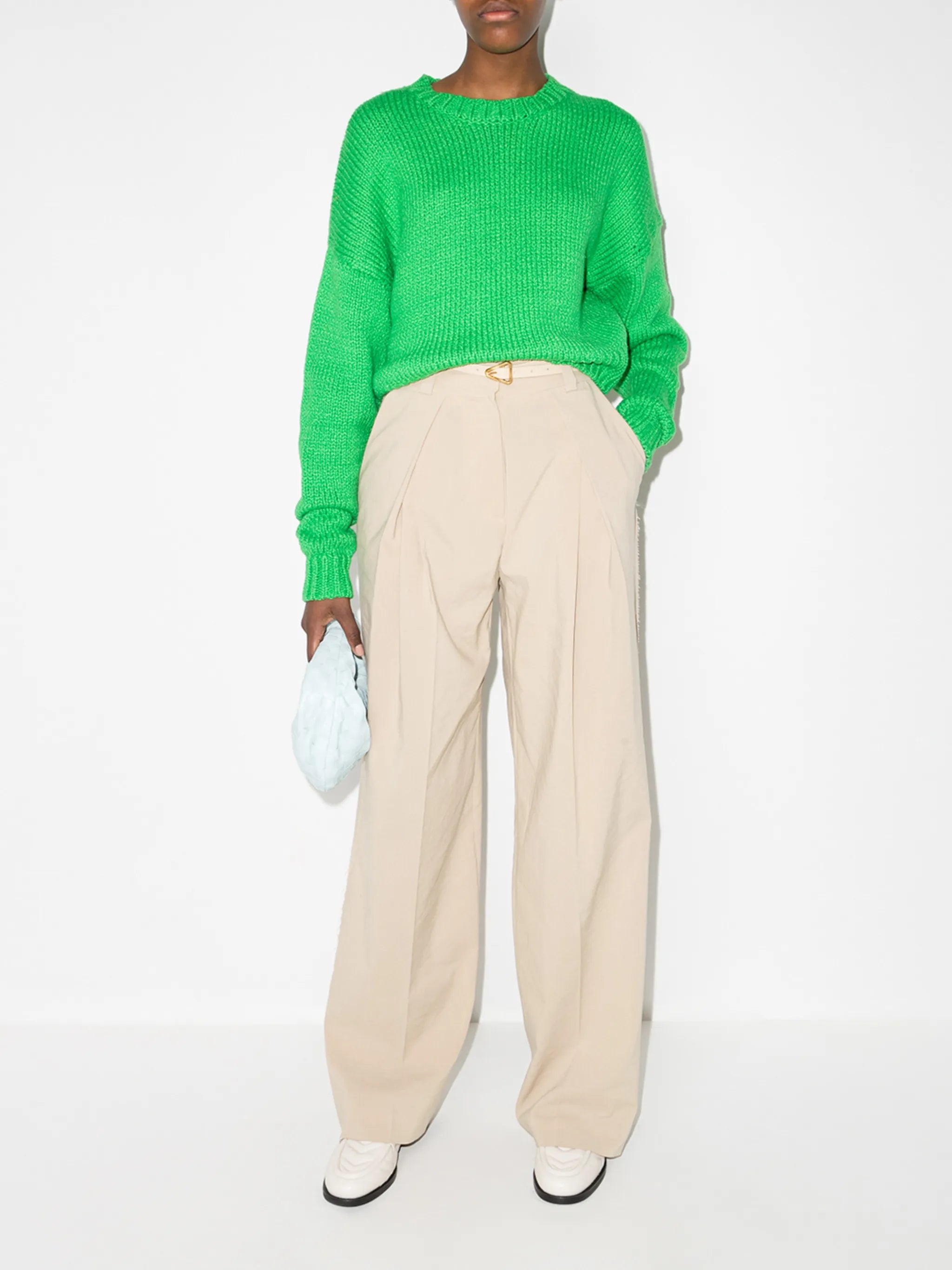 drop-shoulder chunky knit jumper