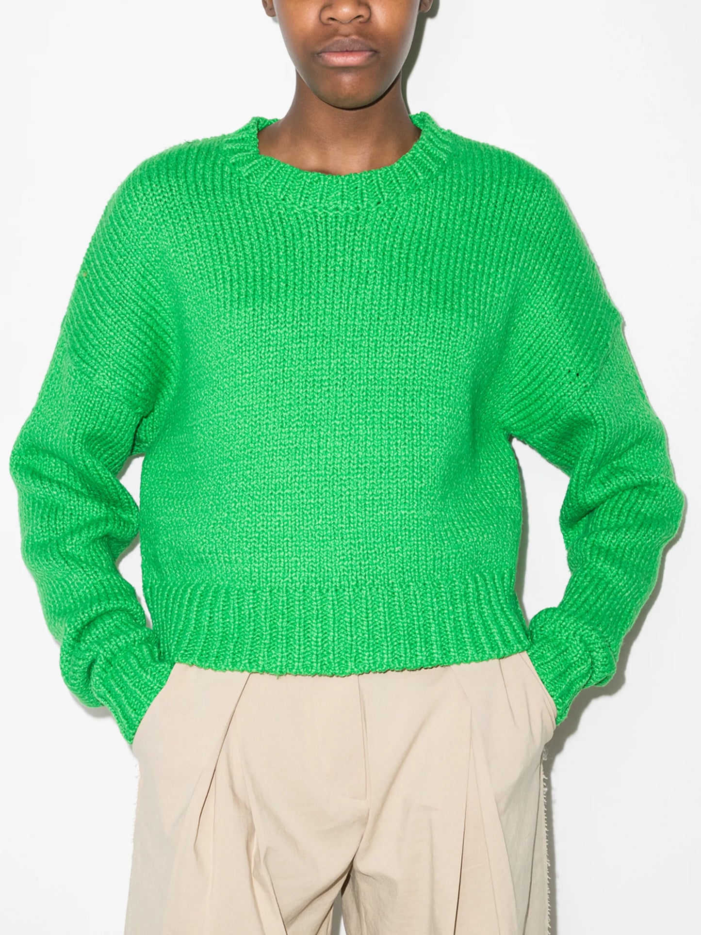 drop-shoulder chunky knit jumper