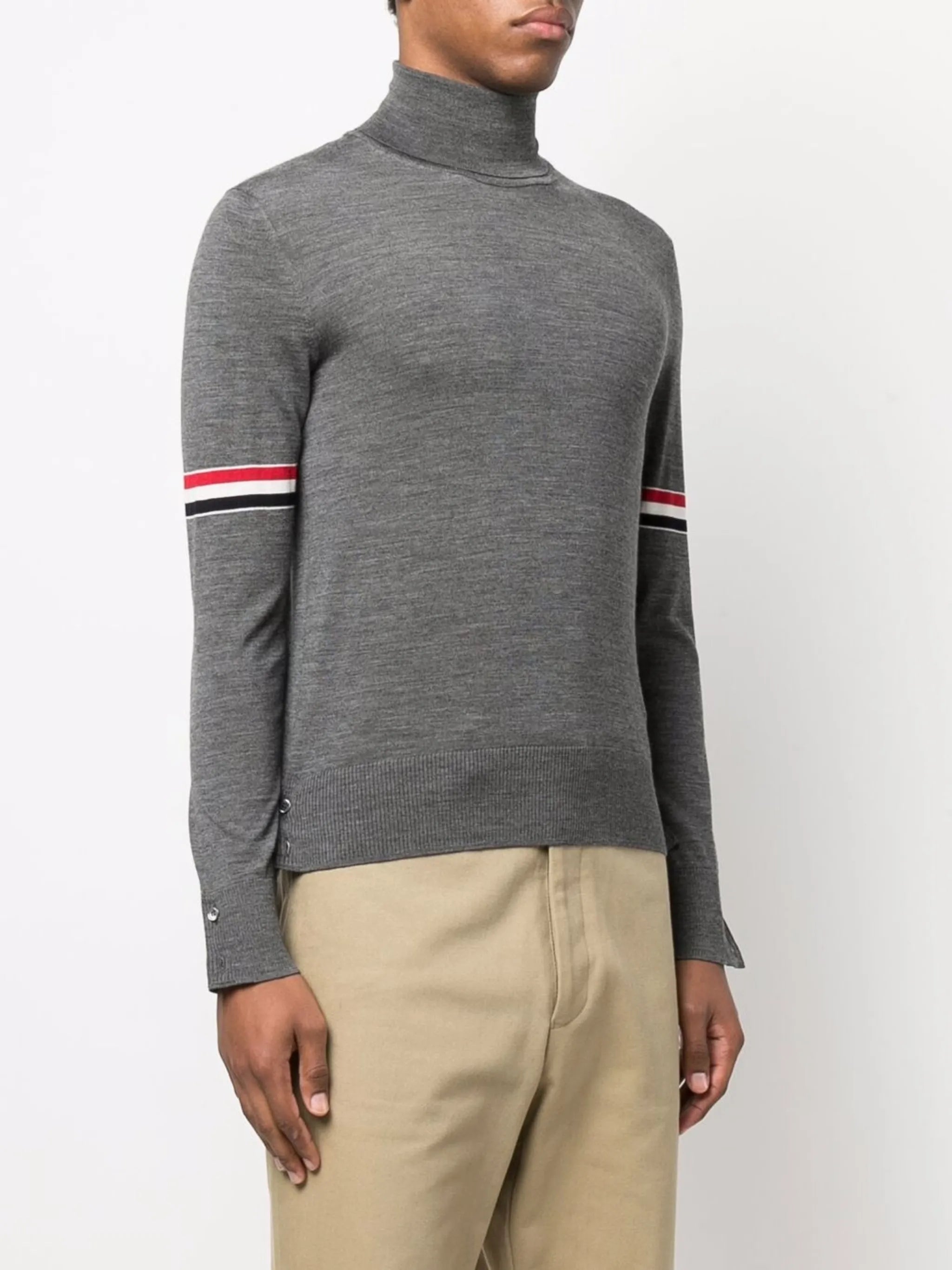 RWB-stripe roll-neck jumper