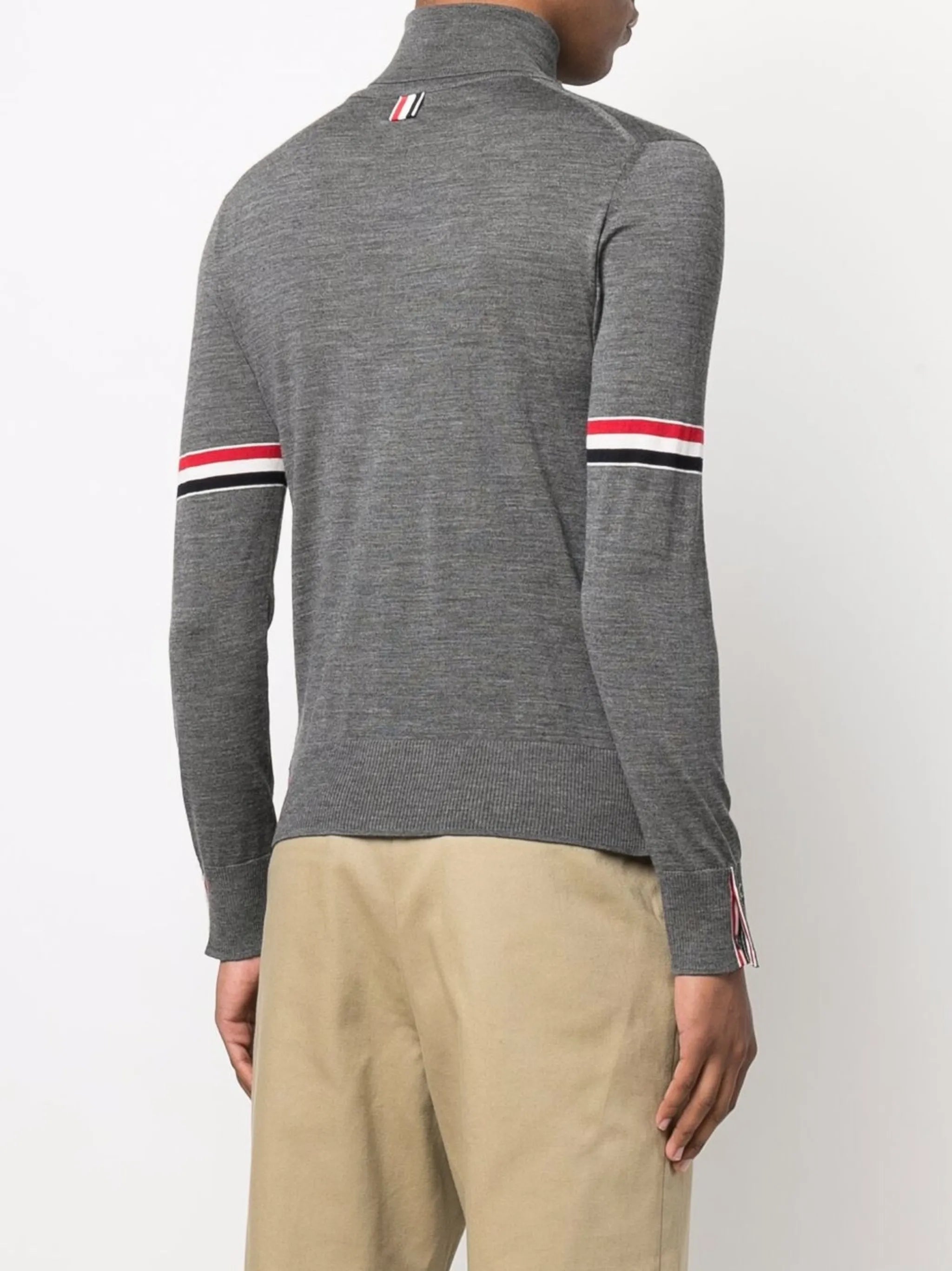 RWB-stripe roll-neck jumper