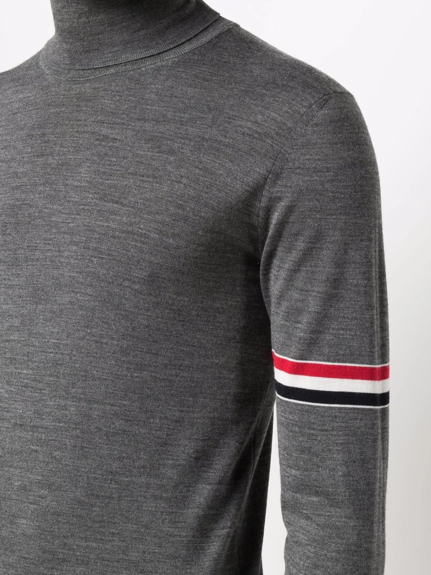 RWB-stripe roll-neck jumper