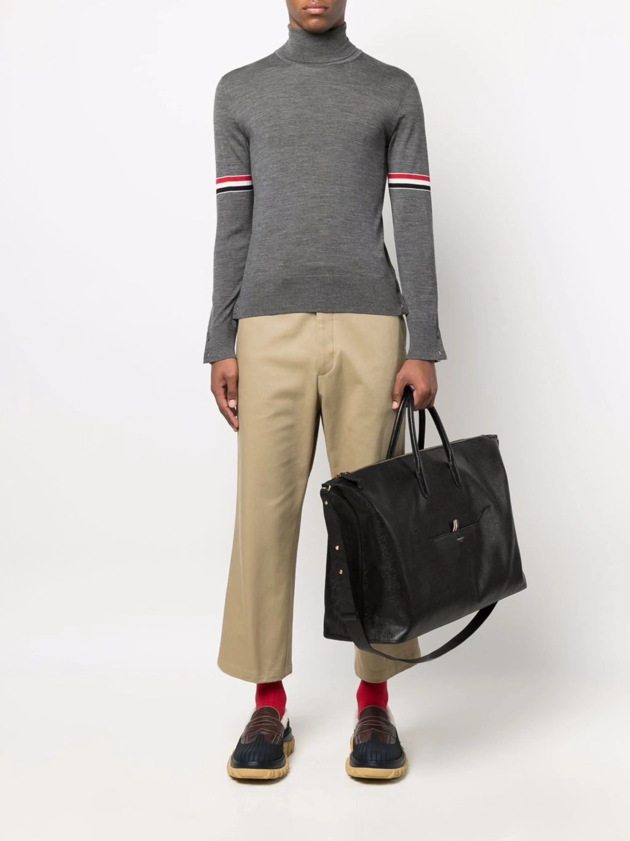 RWB-stripe roll-neck jumper
