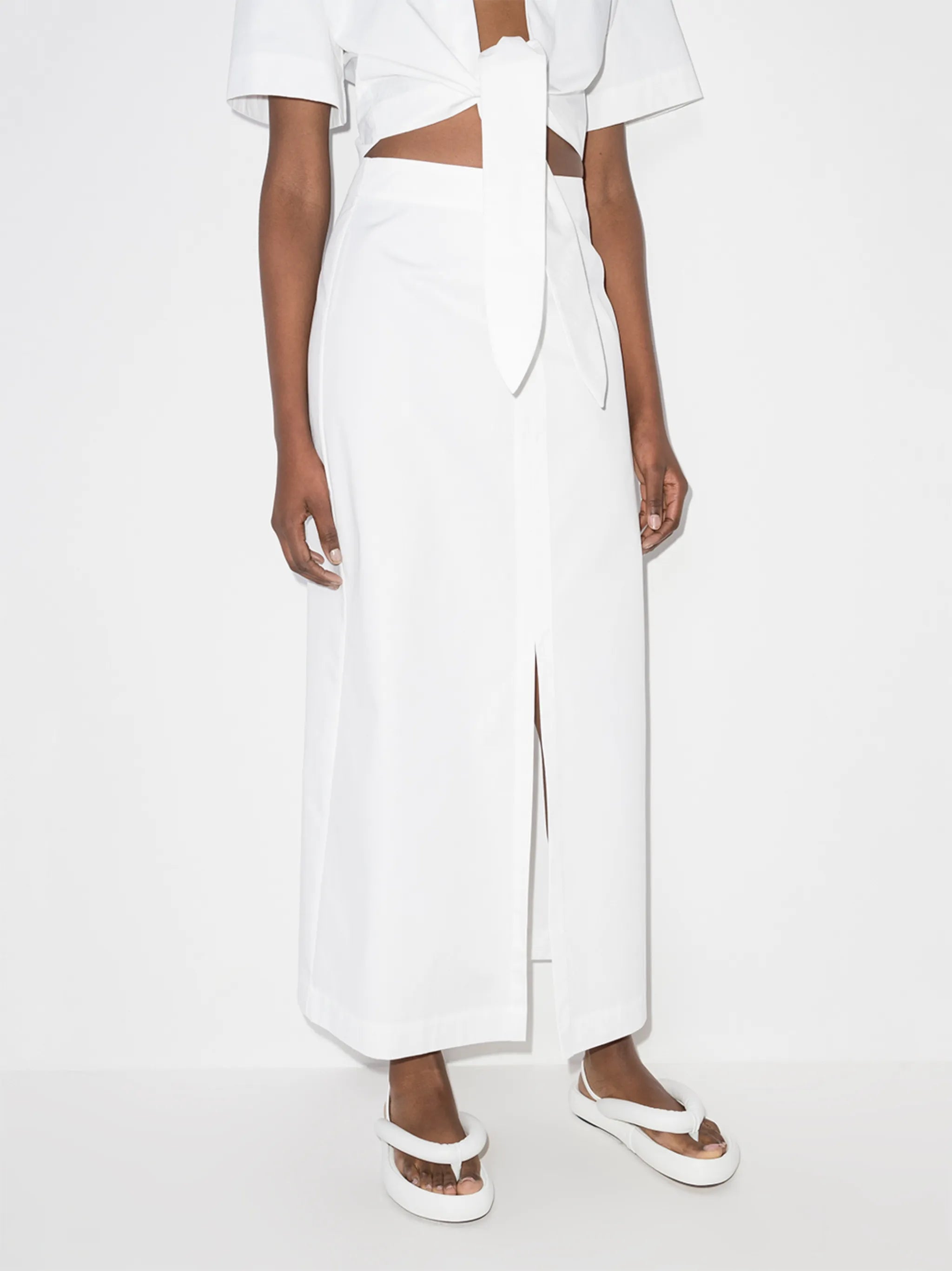 Anja split-front midi skirt