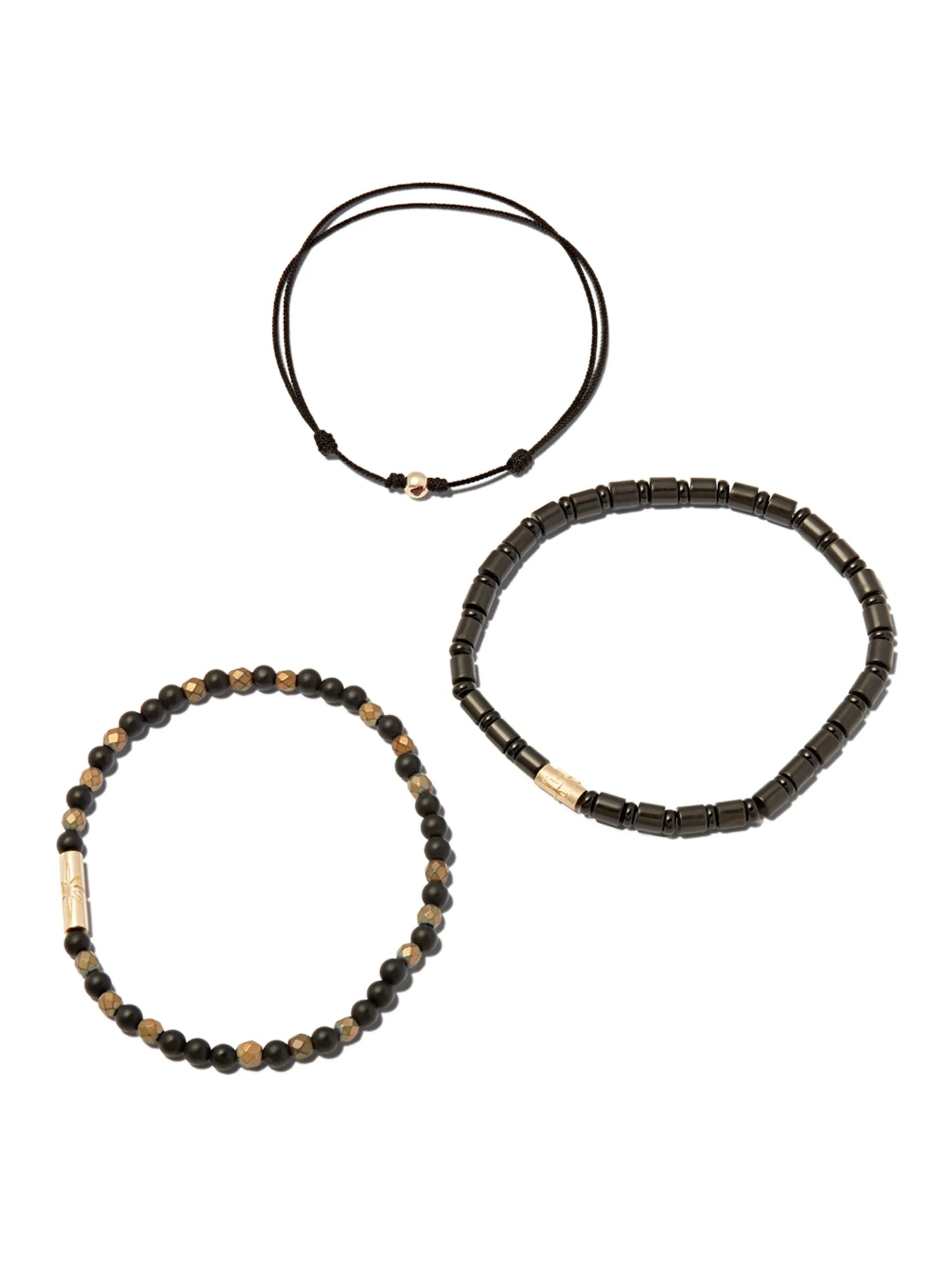 14kt yellow gold ruby beaded bracelets (set of three)
