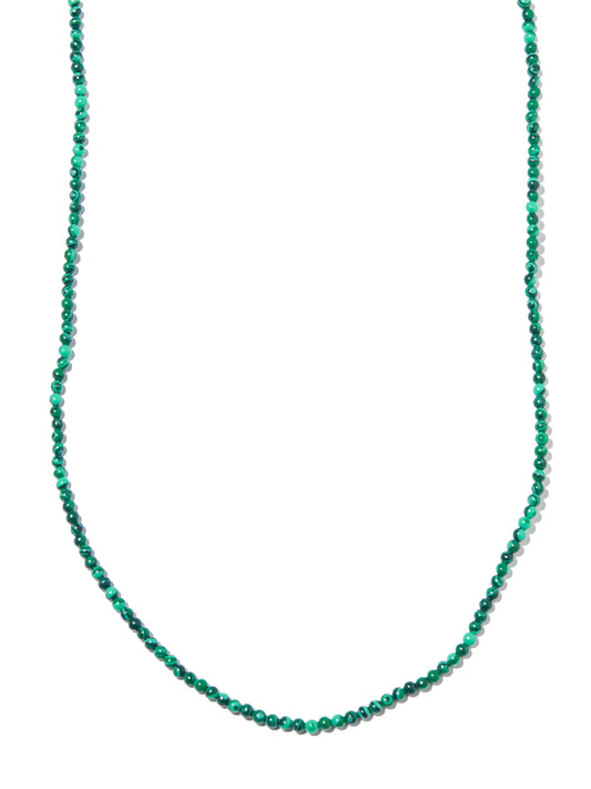 14kt yellow gold malachite beaded necklace