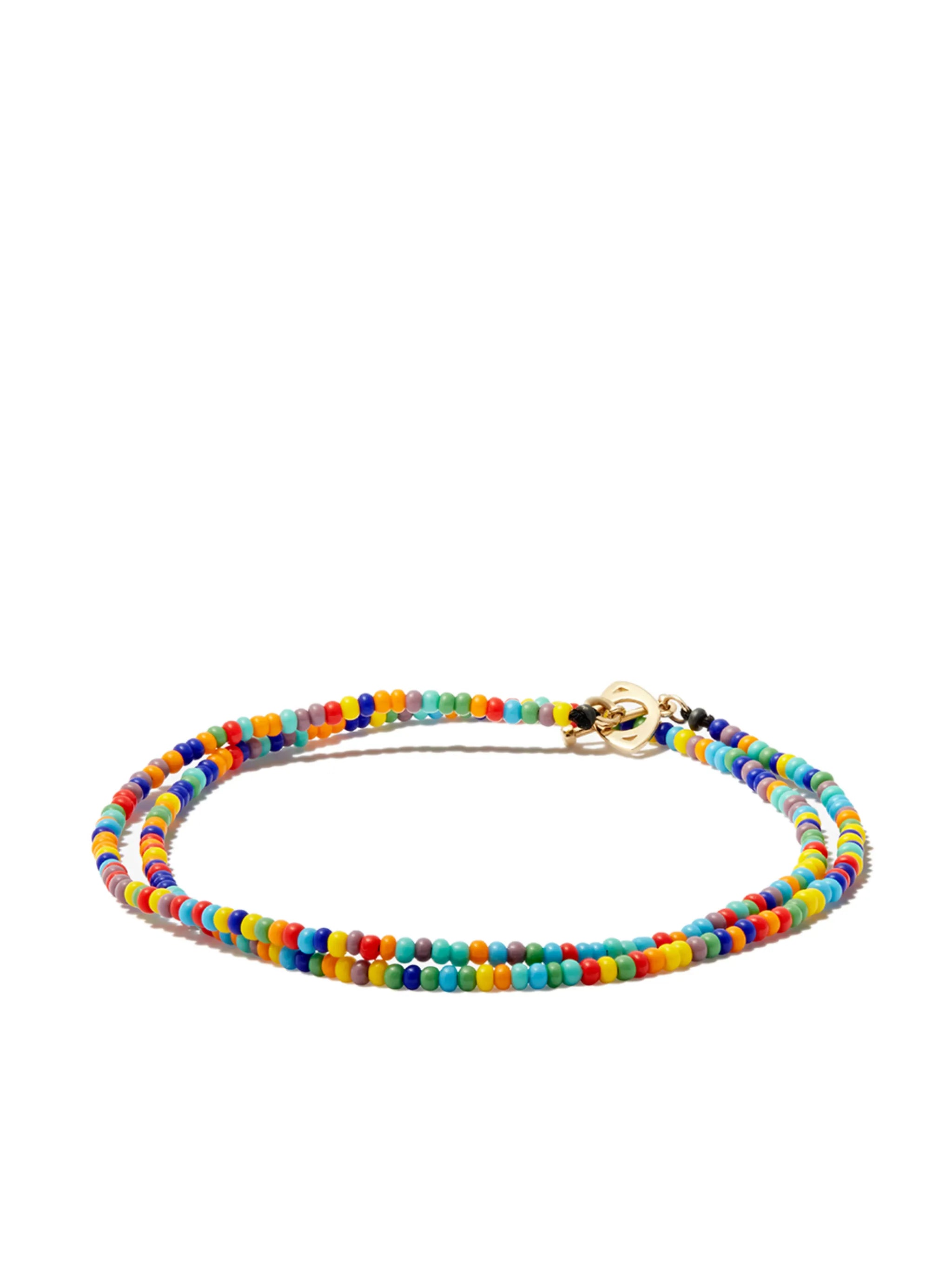 14kt yellow gold evil eye beaded necklace