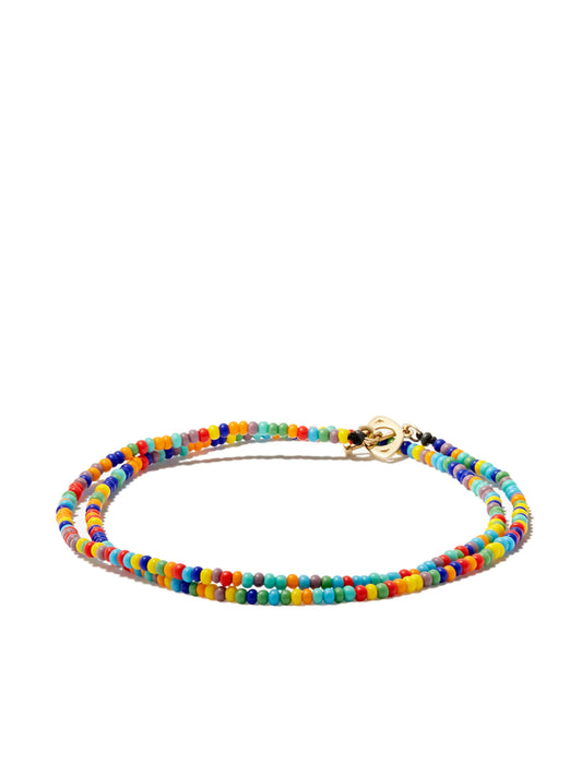 14kt yellow gold evil eye beaded necklace