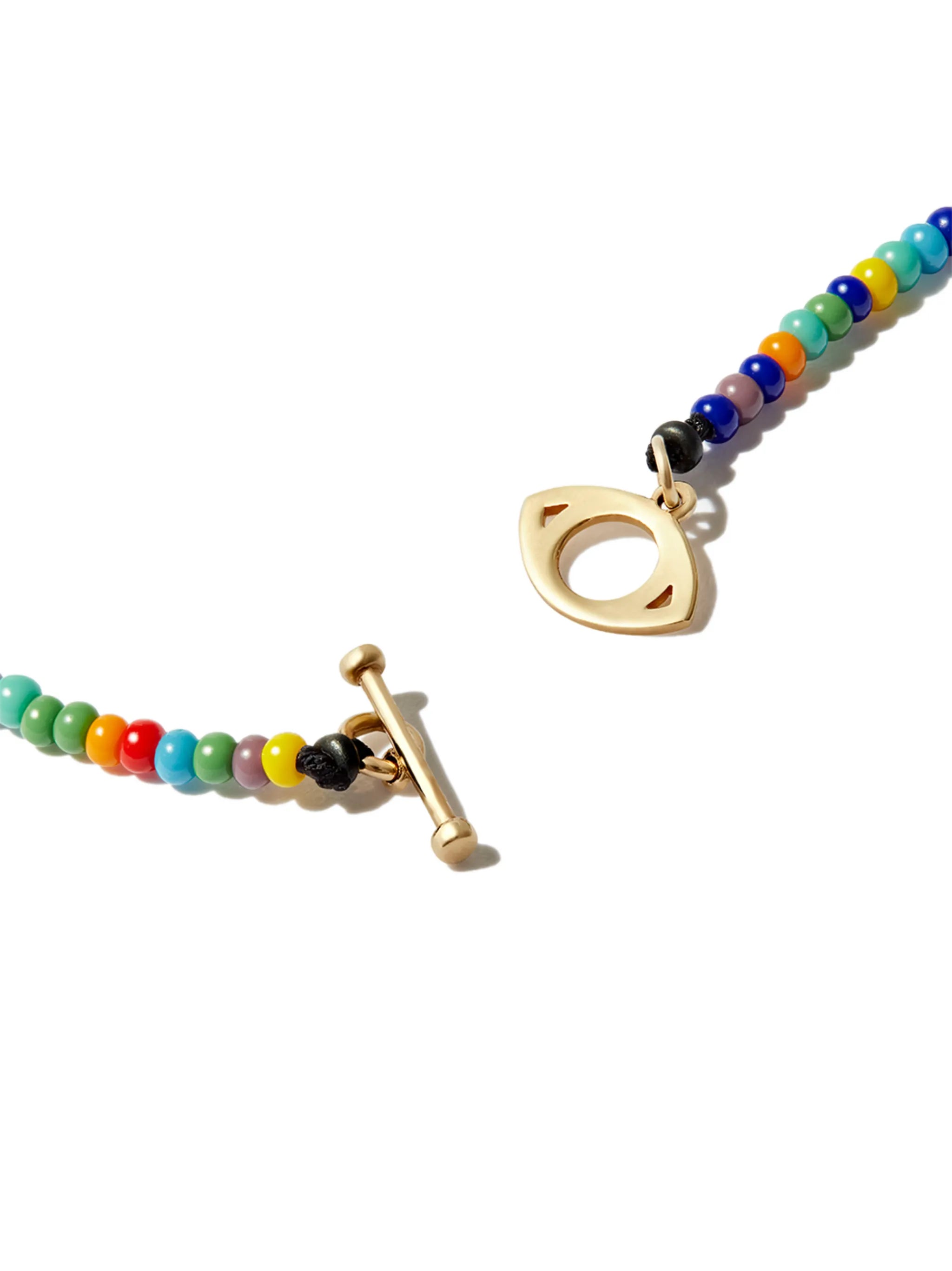 14kt yellow gold evil eye beaded necklace
