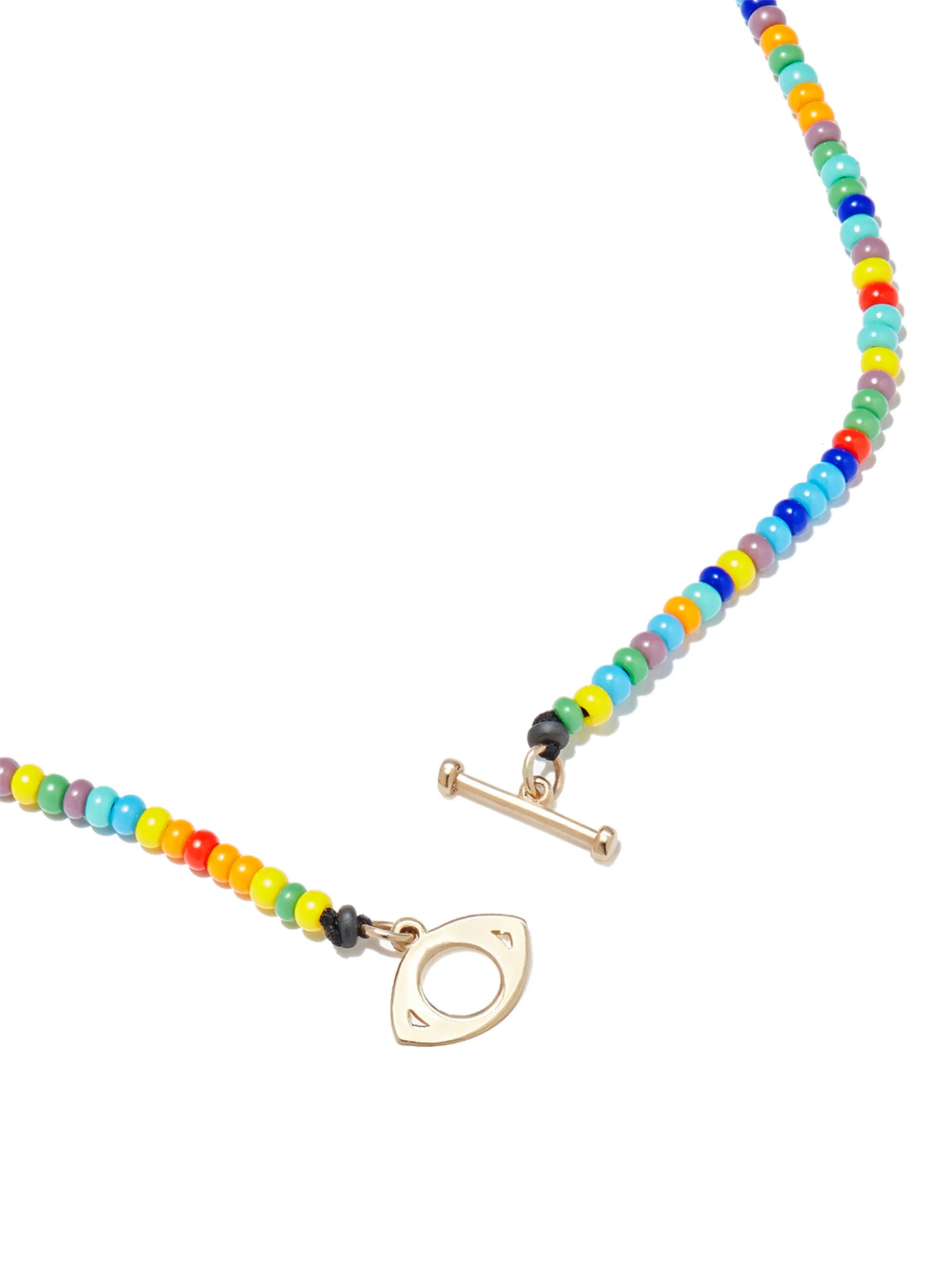 14kt yellow gold evil eye beaded necklace