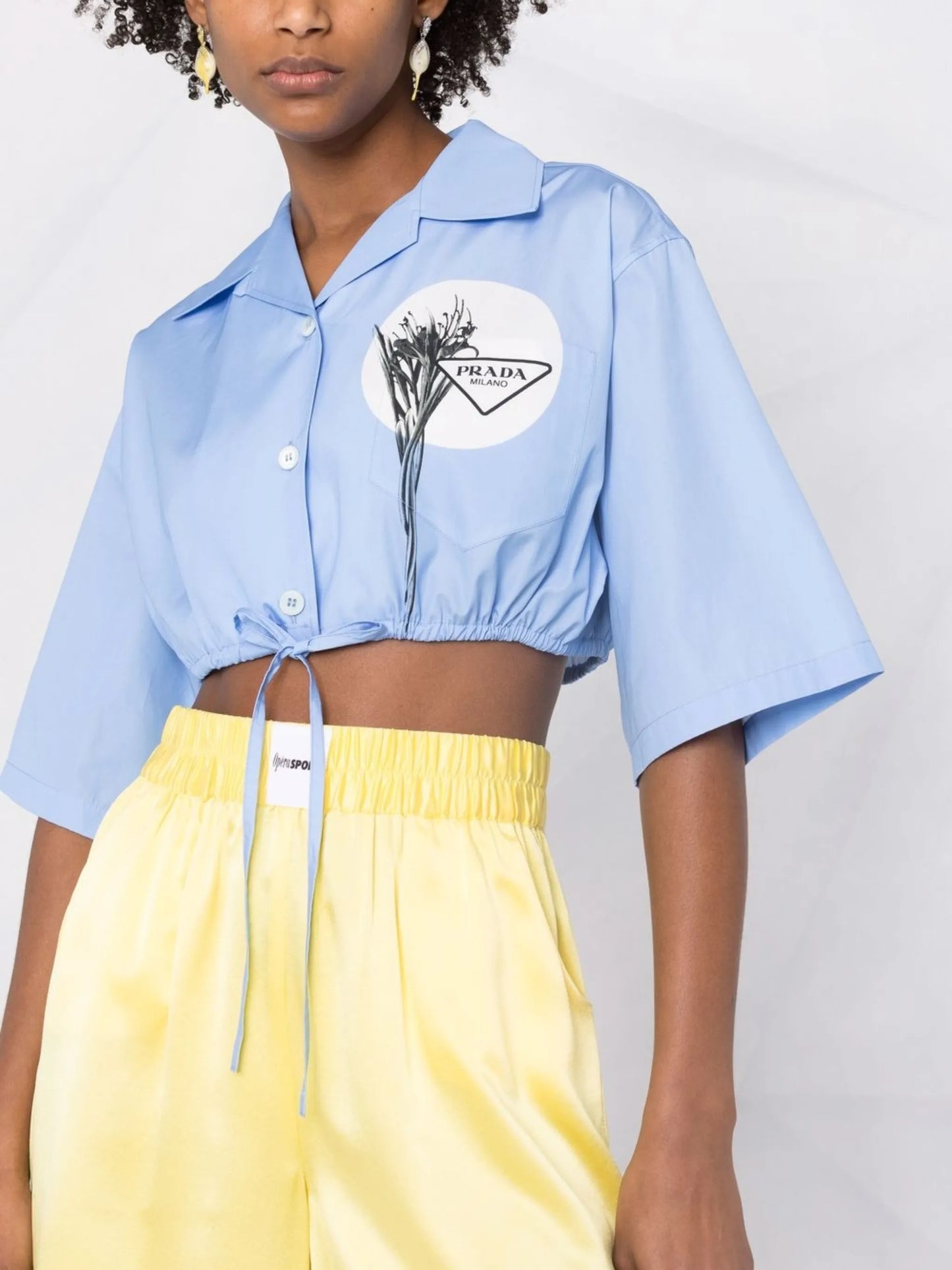 drawstring-waist cropped shirt