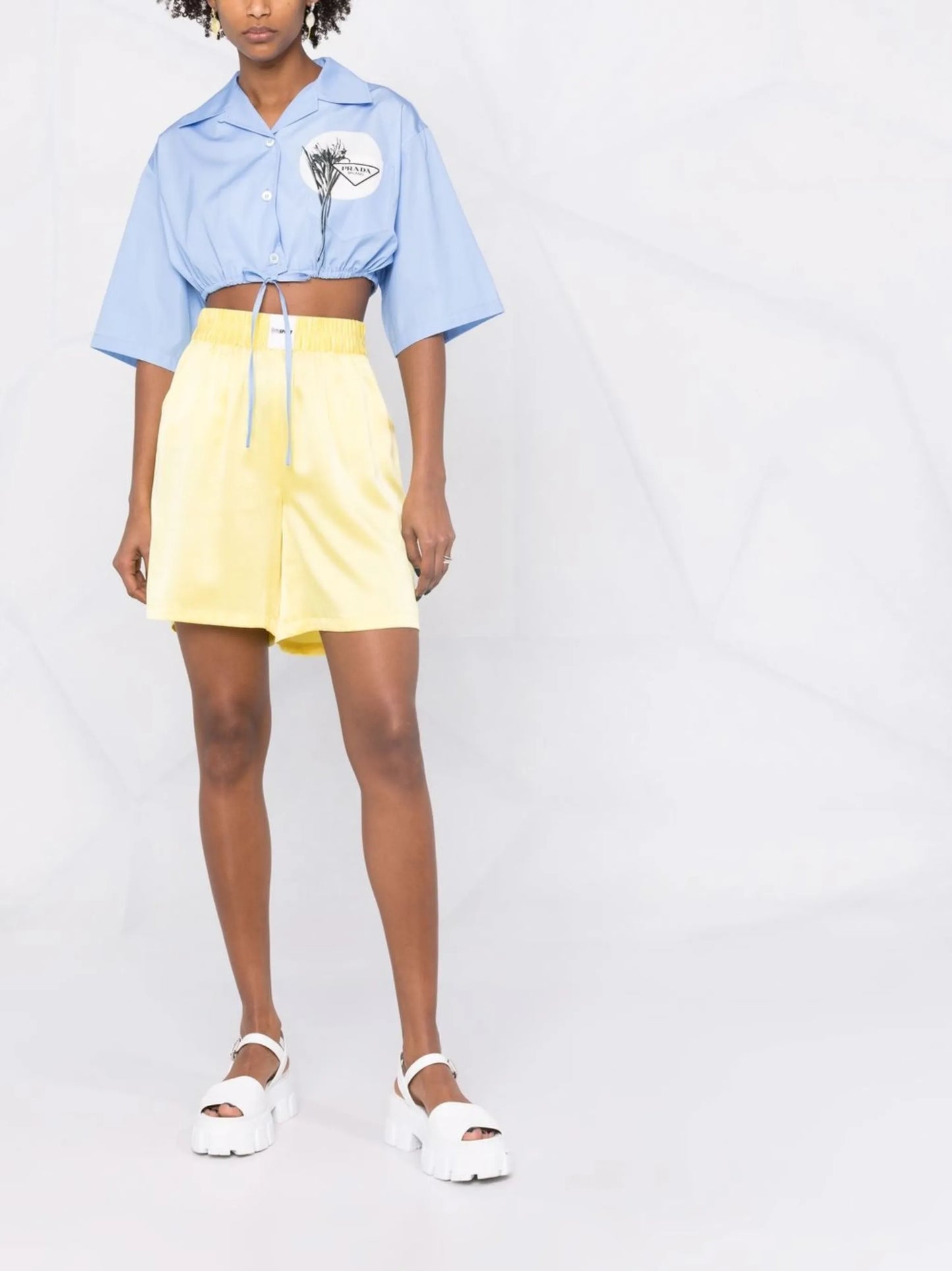 drawstring-waist cropped shirt