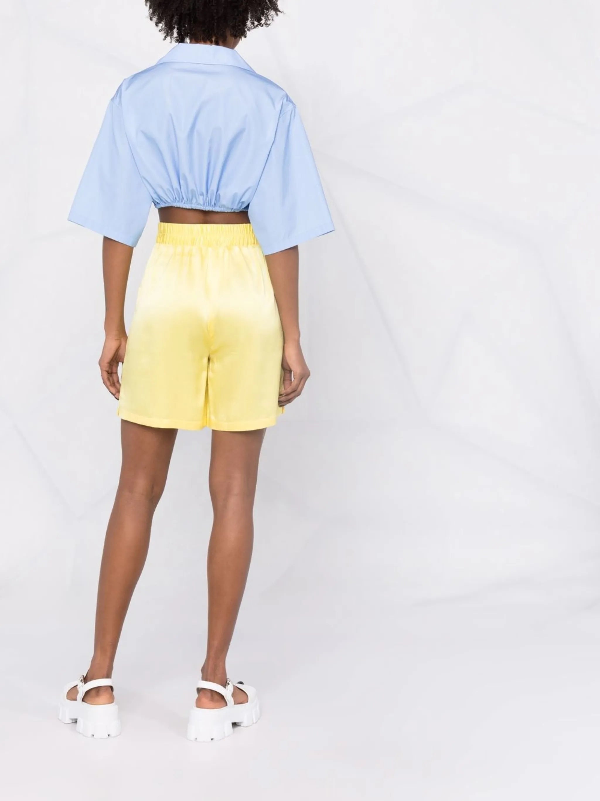 drawstring-waist cropped shirt