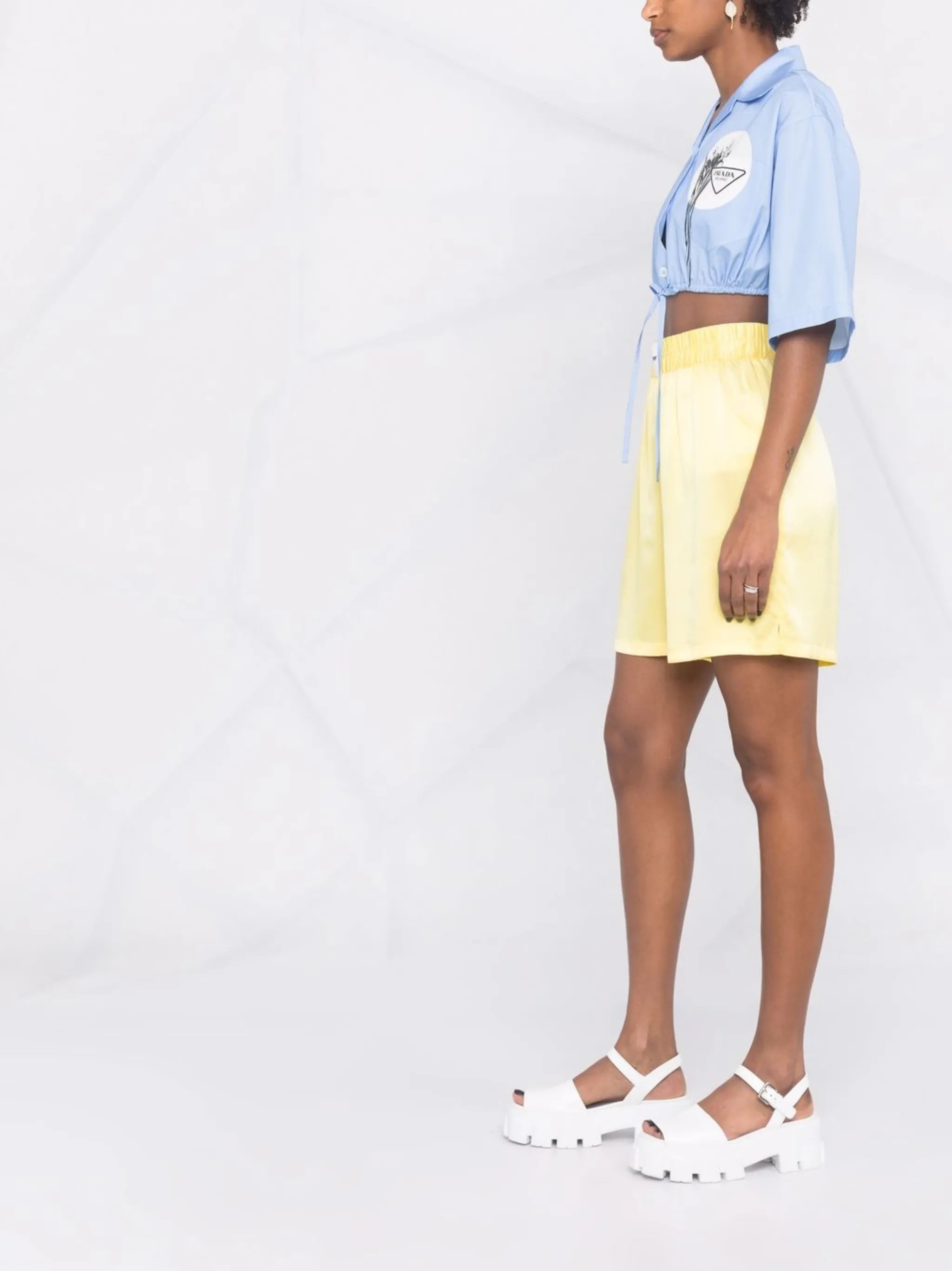 drawstring-waist cropped shirt