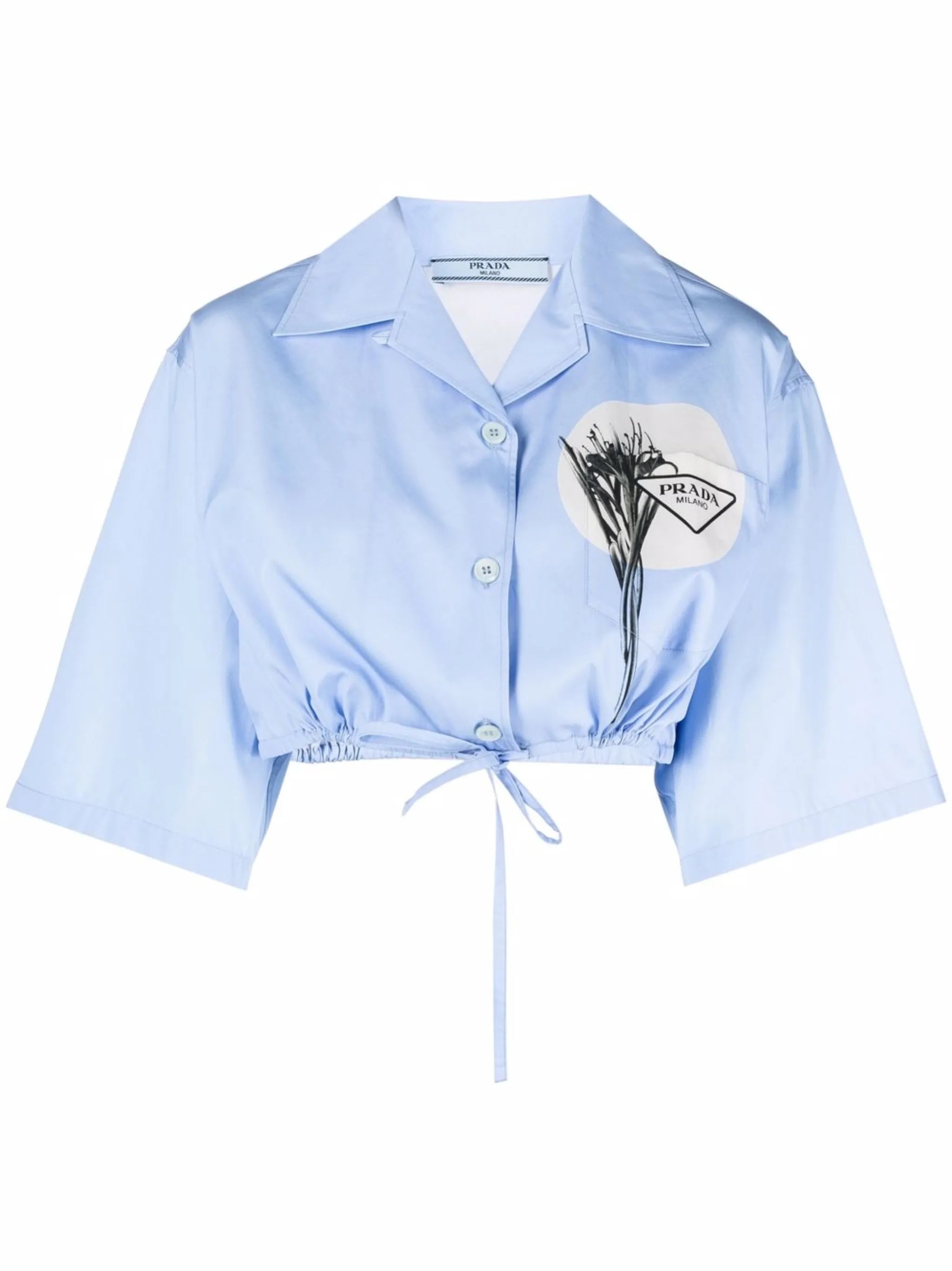drawstring-waist cropped shirt