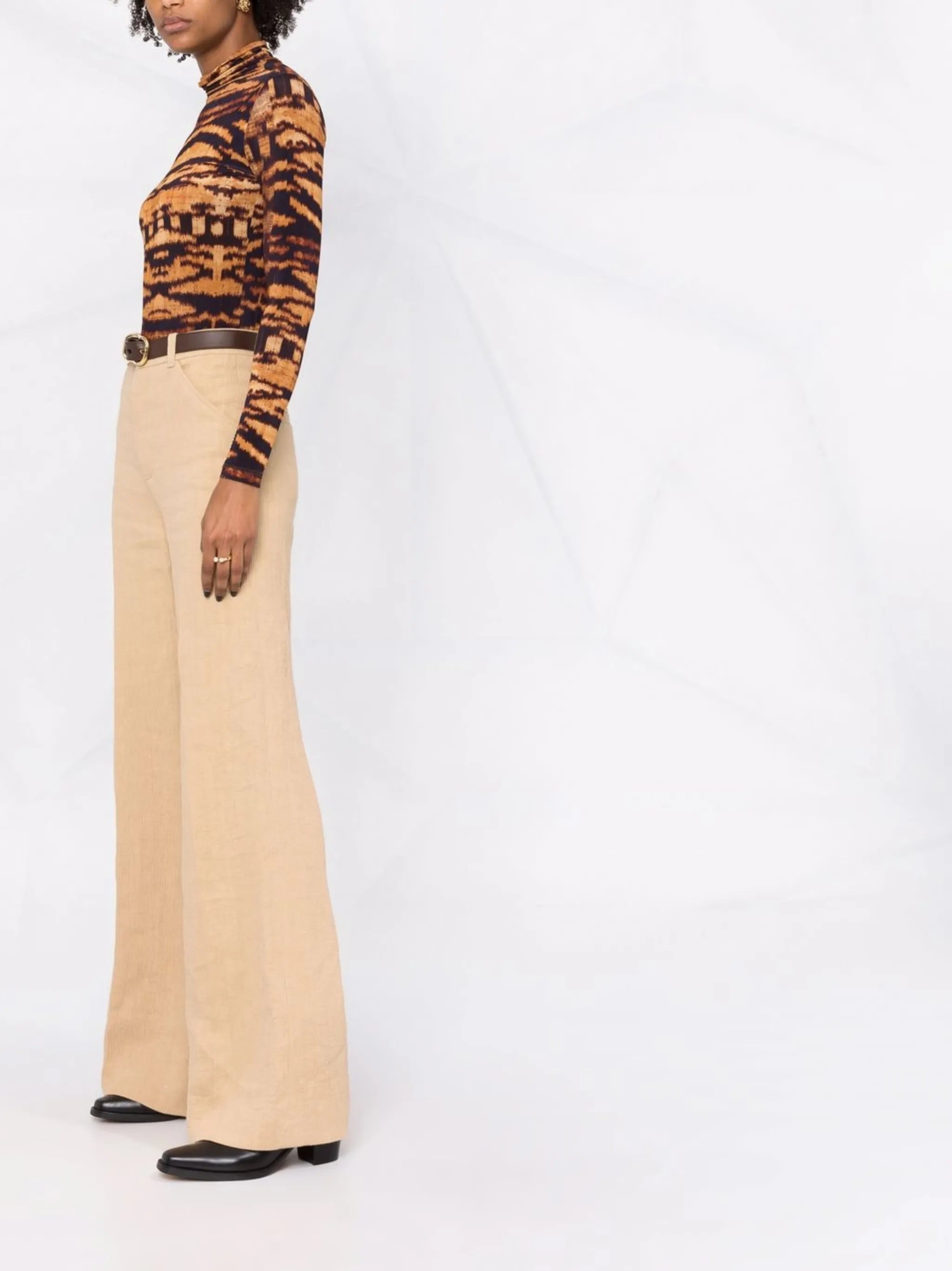 wide-leg linen corduroy trousers