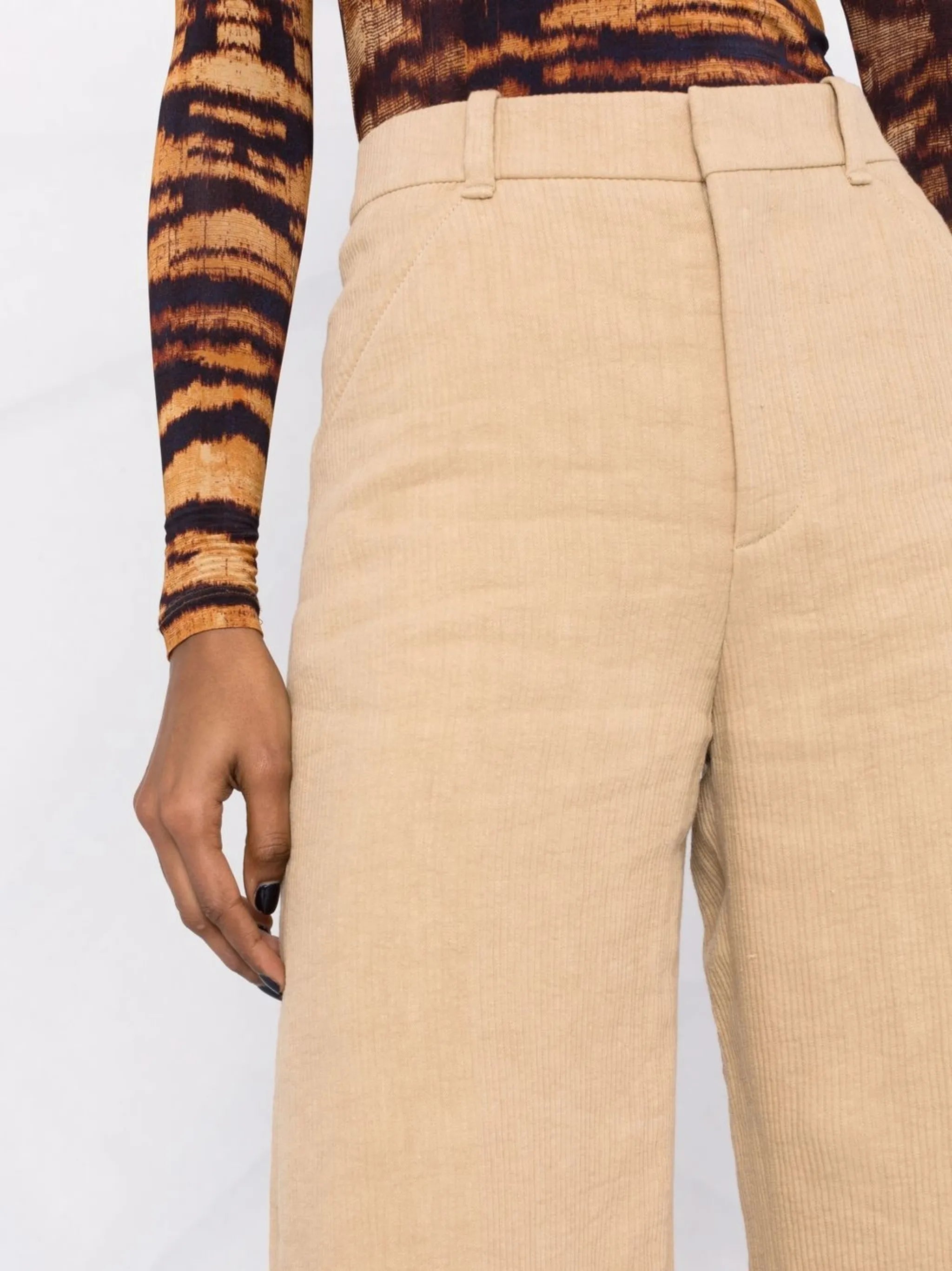 wide-leg linen corduroy trousers