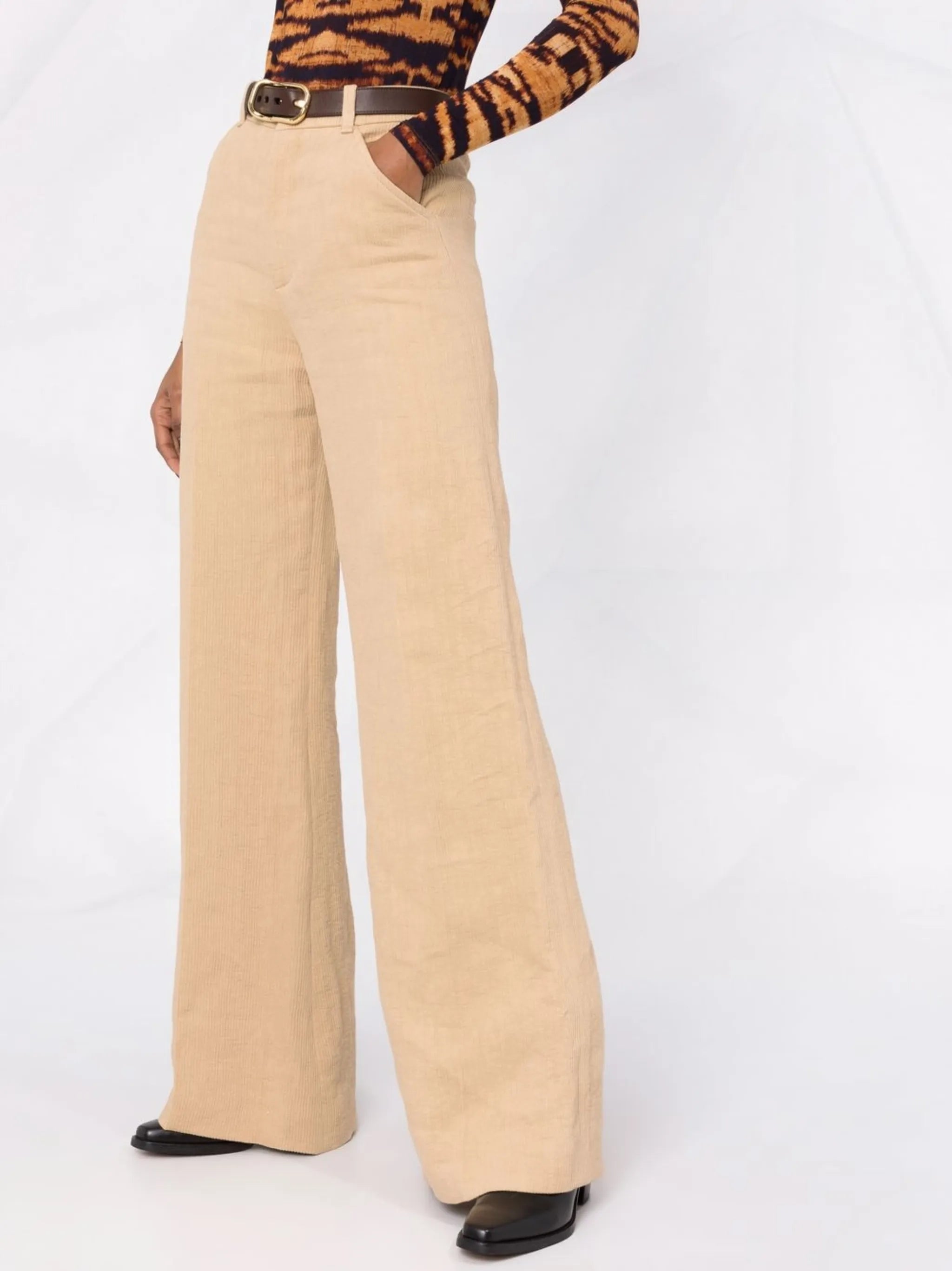 wide-leg linen corduroy trousers