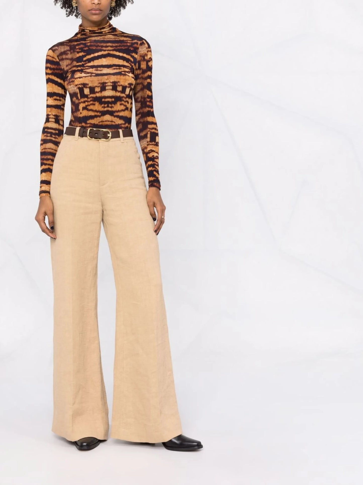 wide-leg linen corduroy trousers