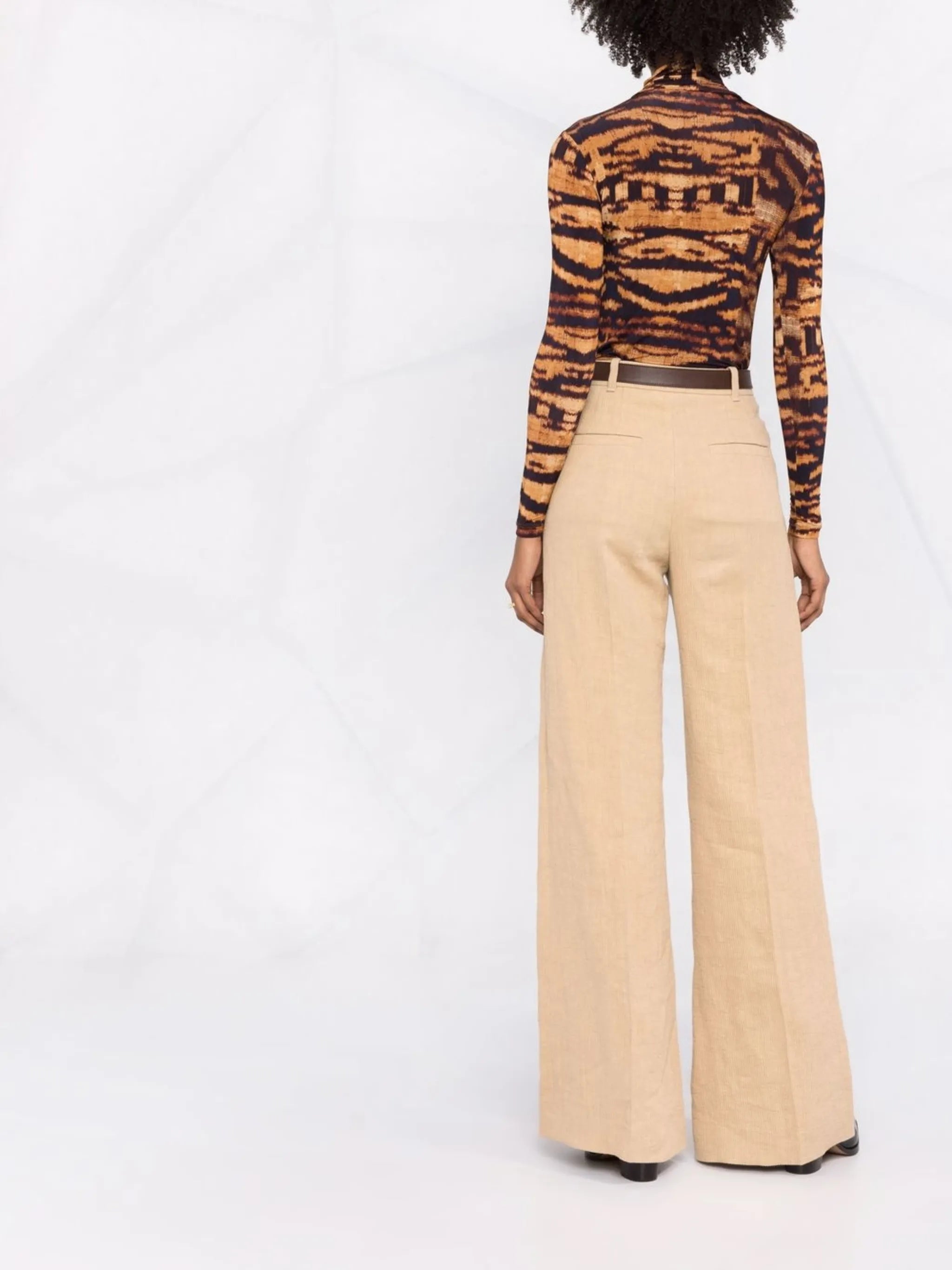 wide-leg linen corduroy trousers
