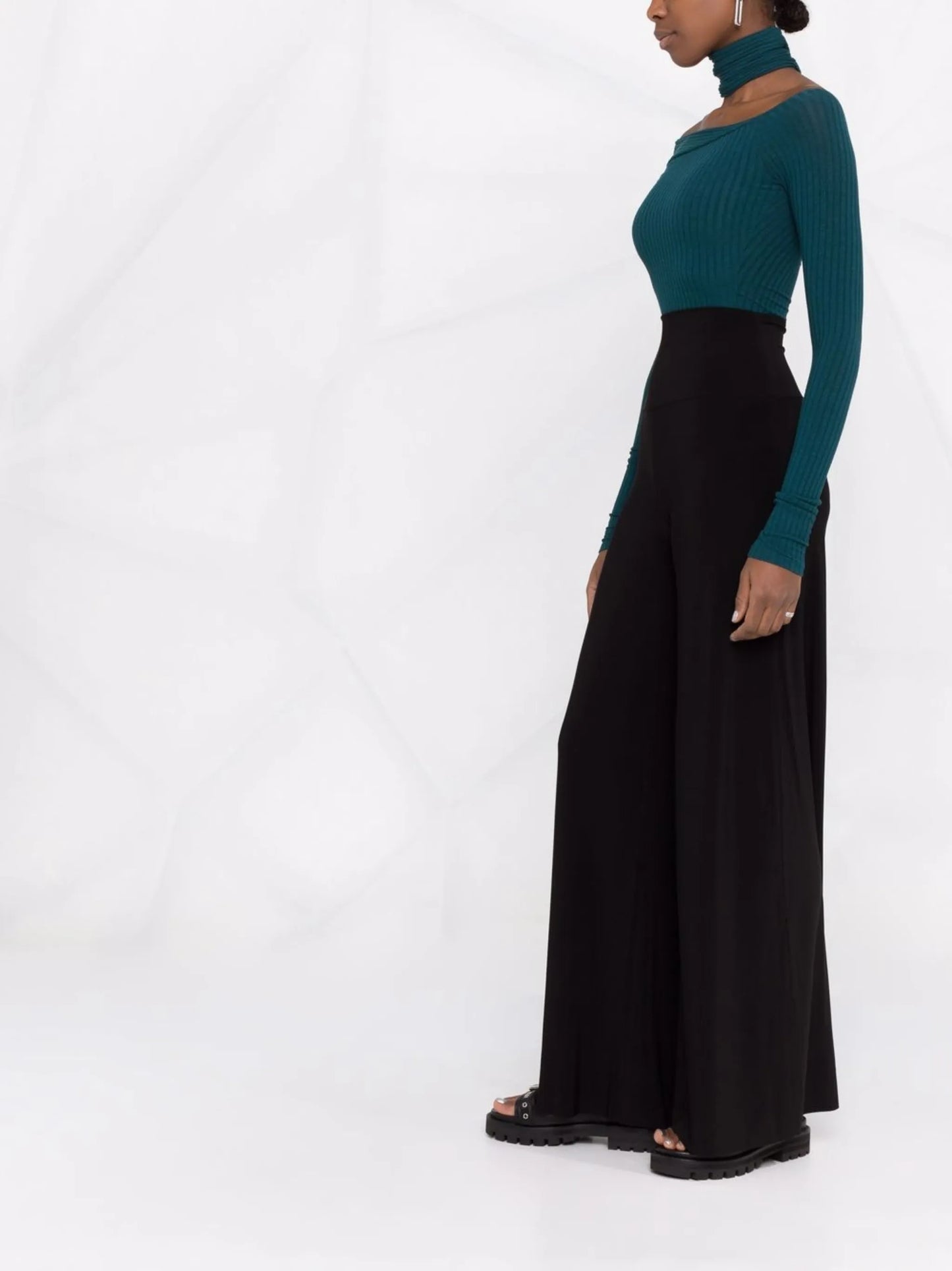 high-waisted wide-leg trousers