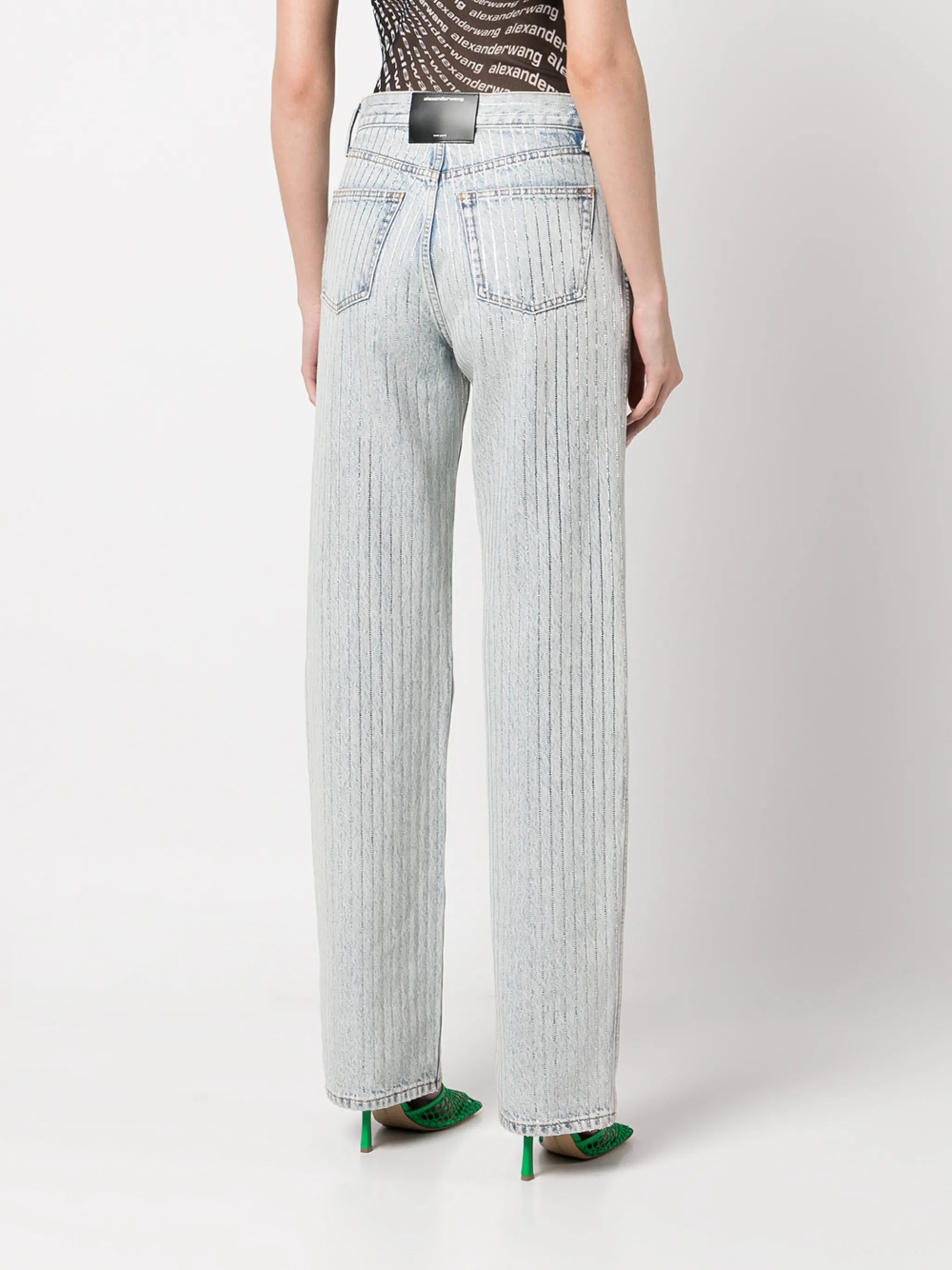 Skater crystal-stripe bleached jeans