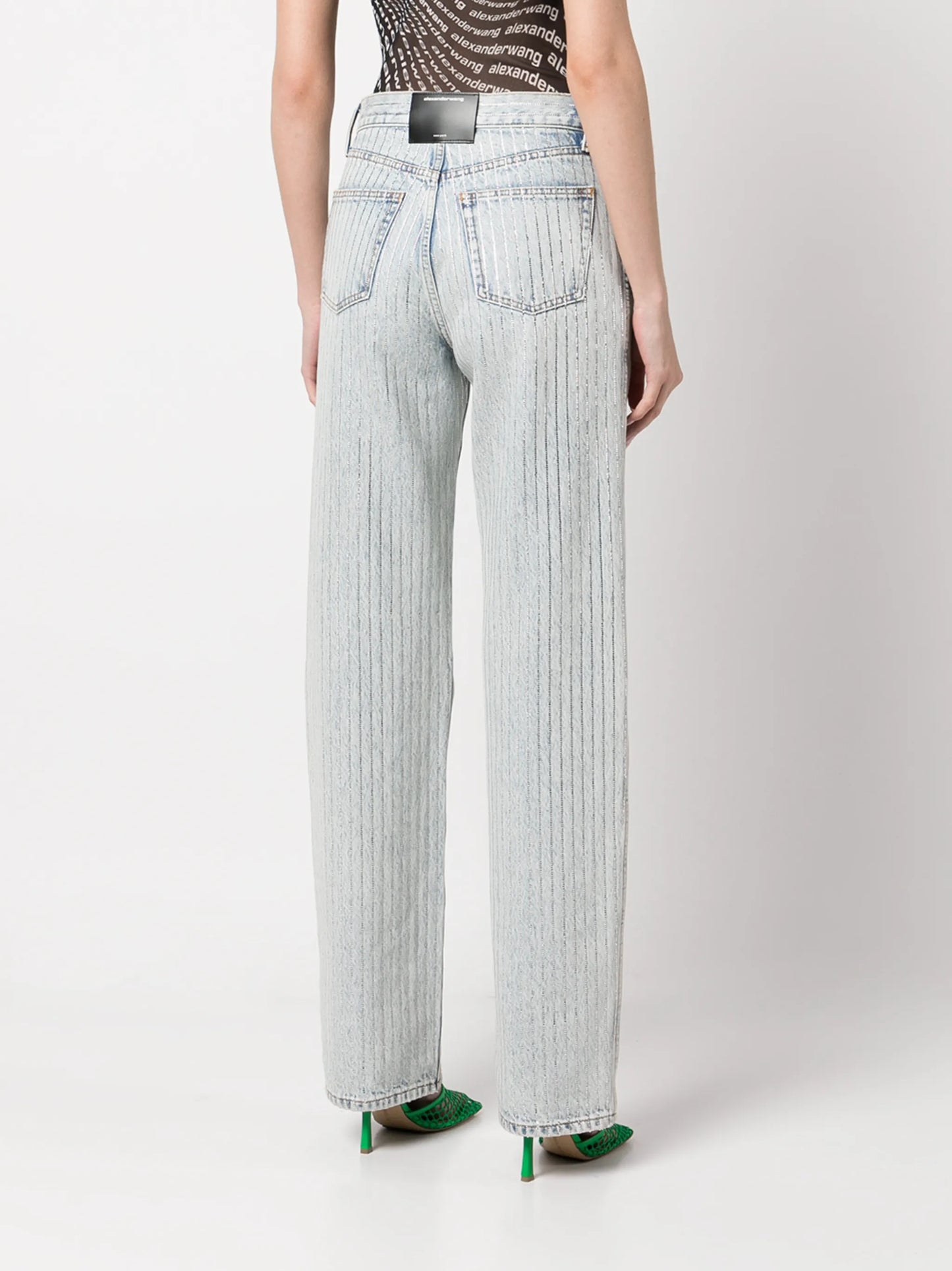 Skater crystal-stripe bleached jeans