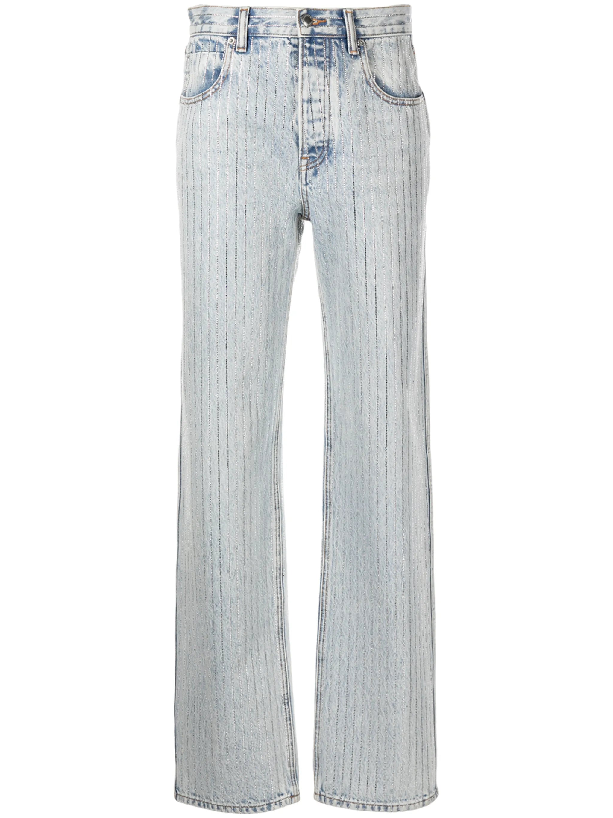 Skater crystal-stripe bleached jeans