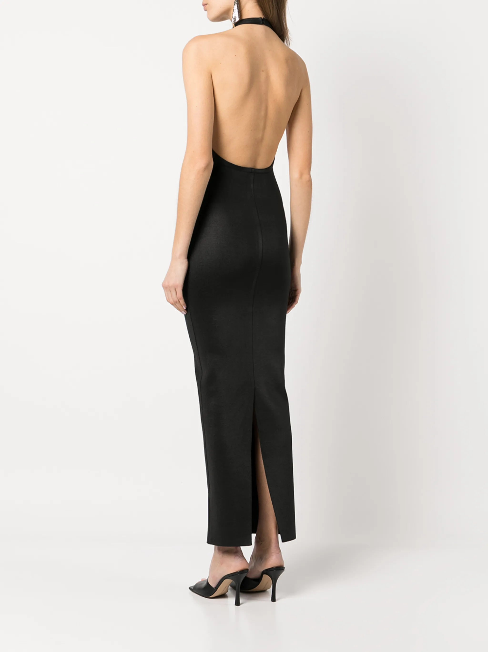 rear-slit halterneck dress