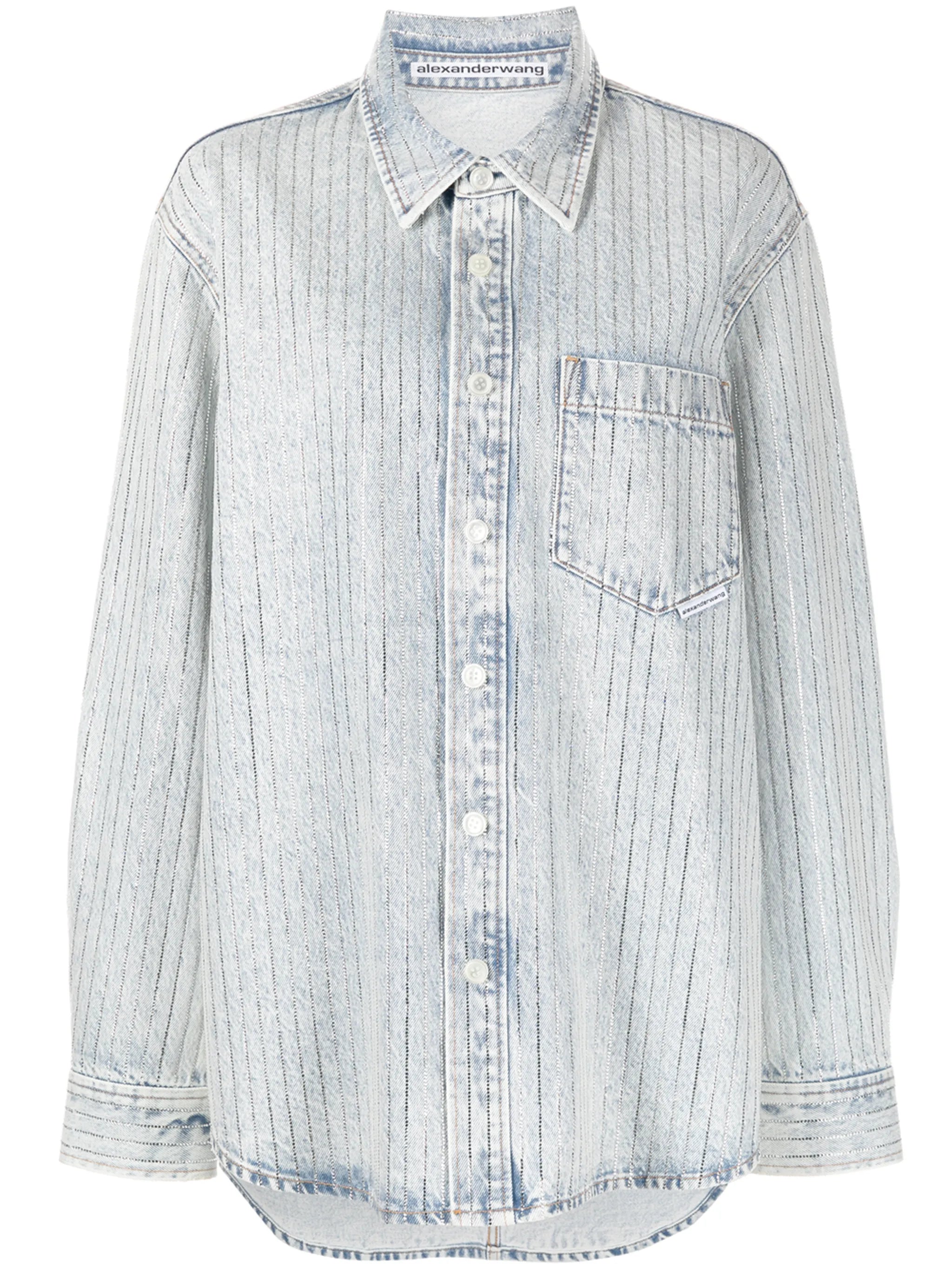 crystal-embellished stripe shirt