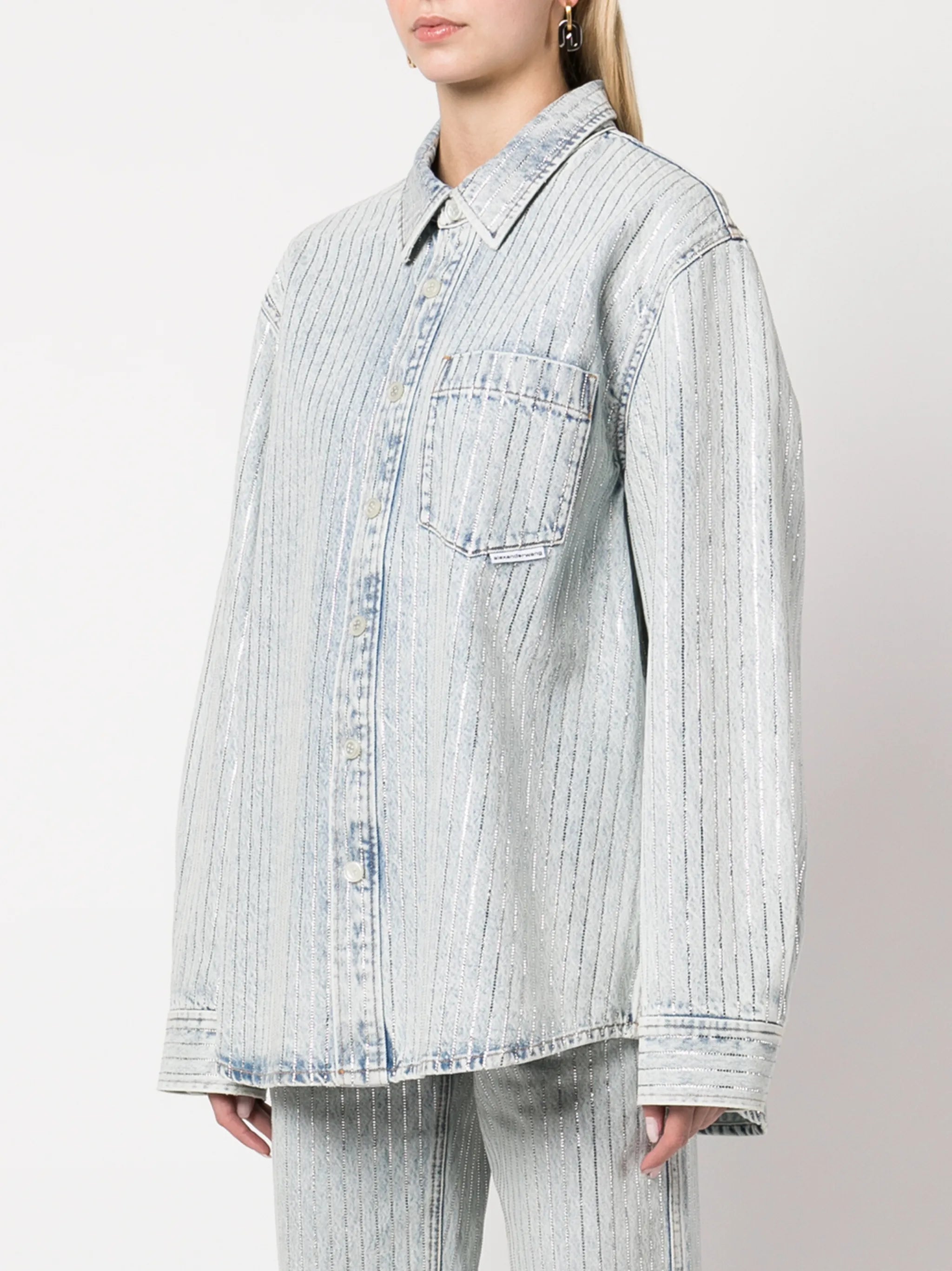 crystal-embellished stripe shirt