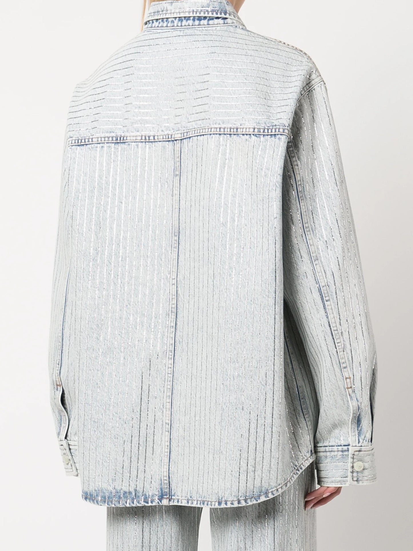 crystal-embellished stripe shirt