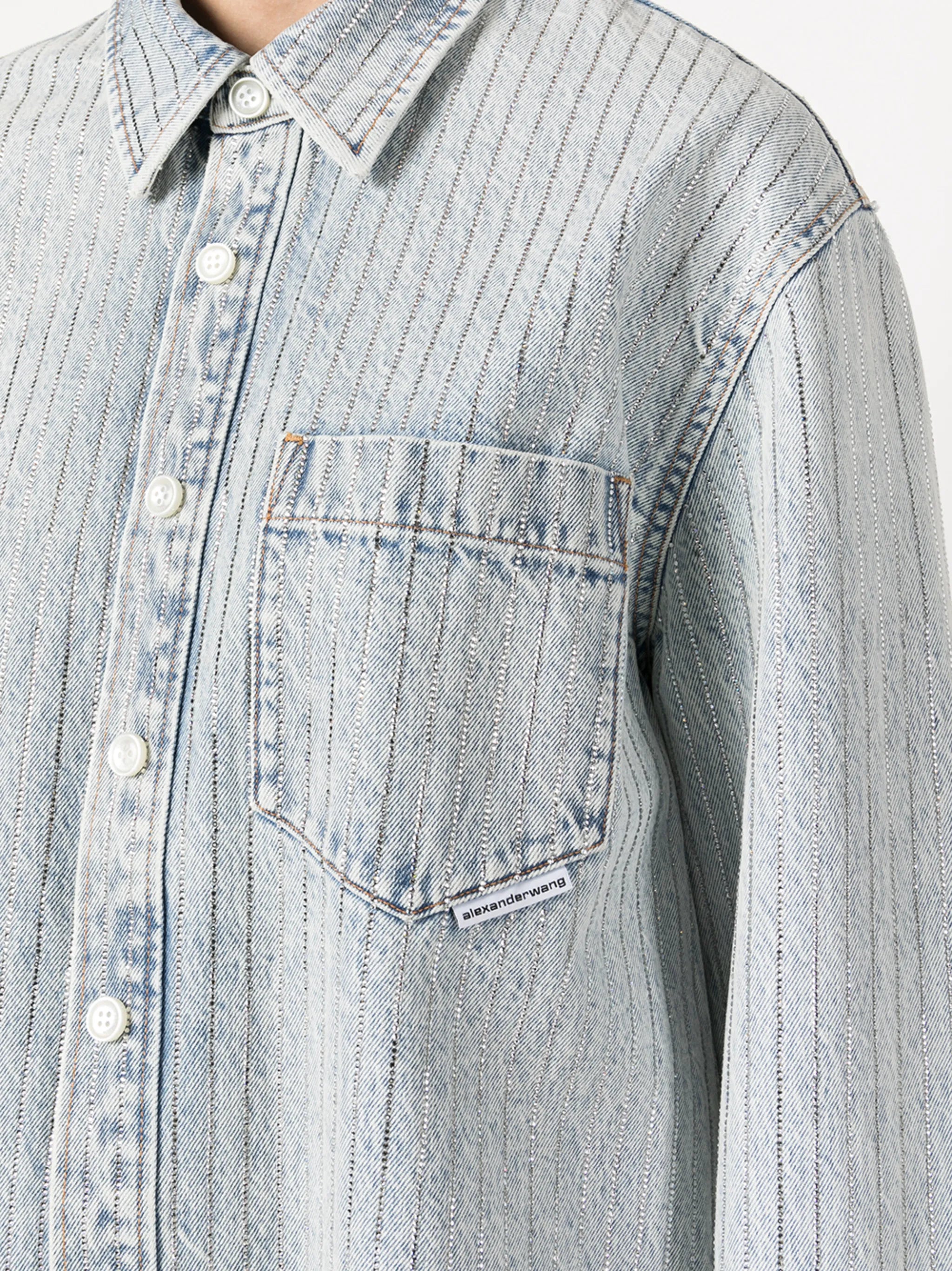crystal-embellished stripe shirt