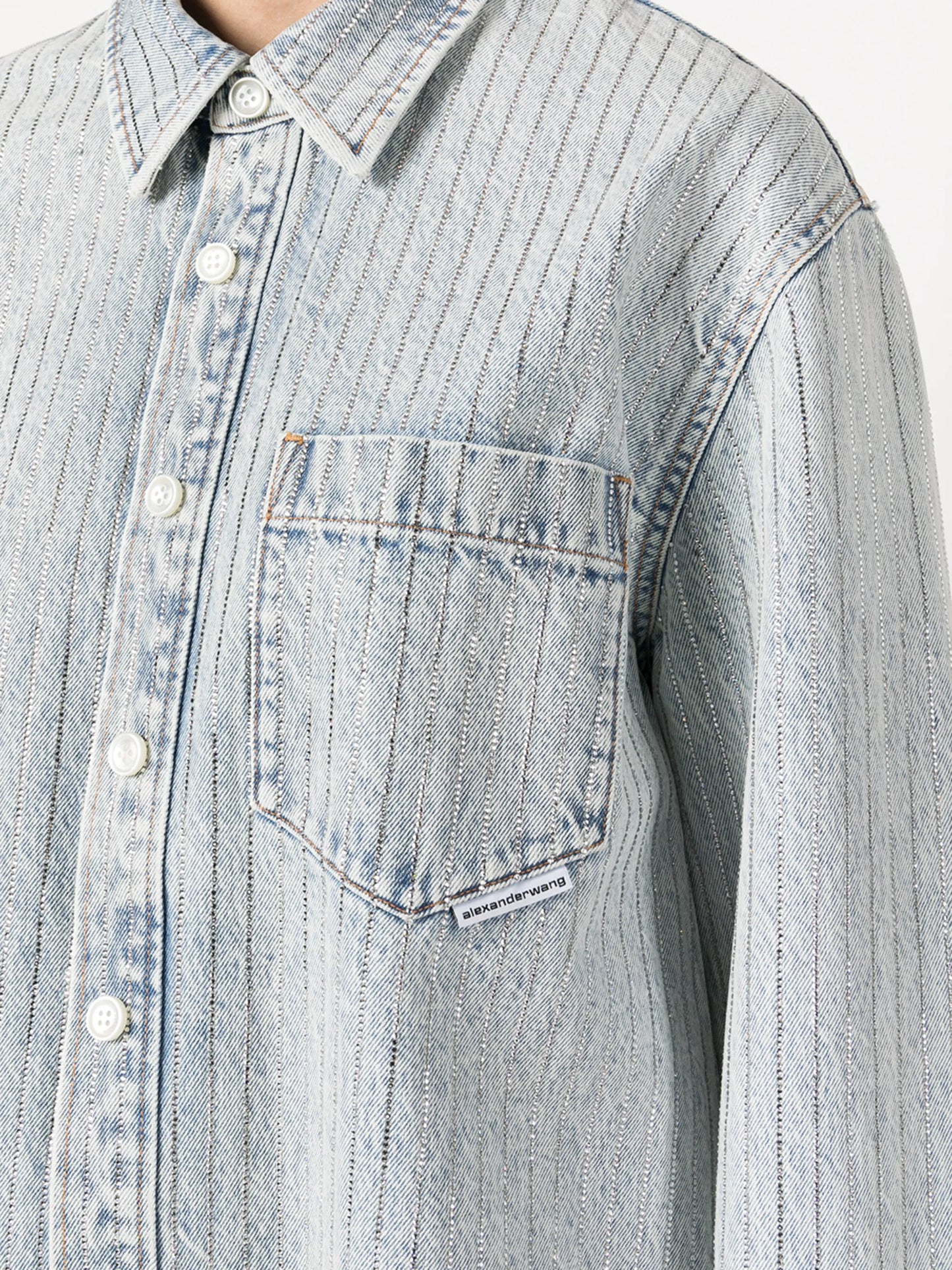 crystal-embellished stripe shirt