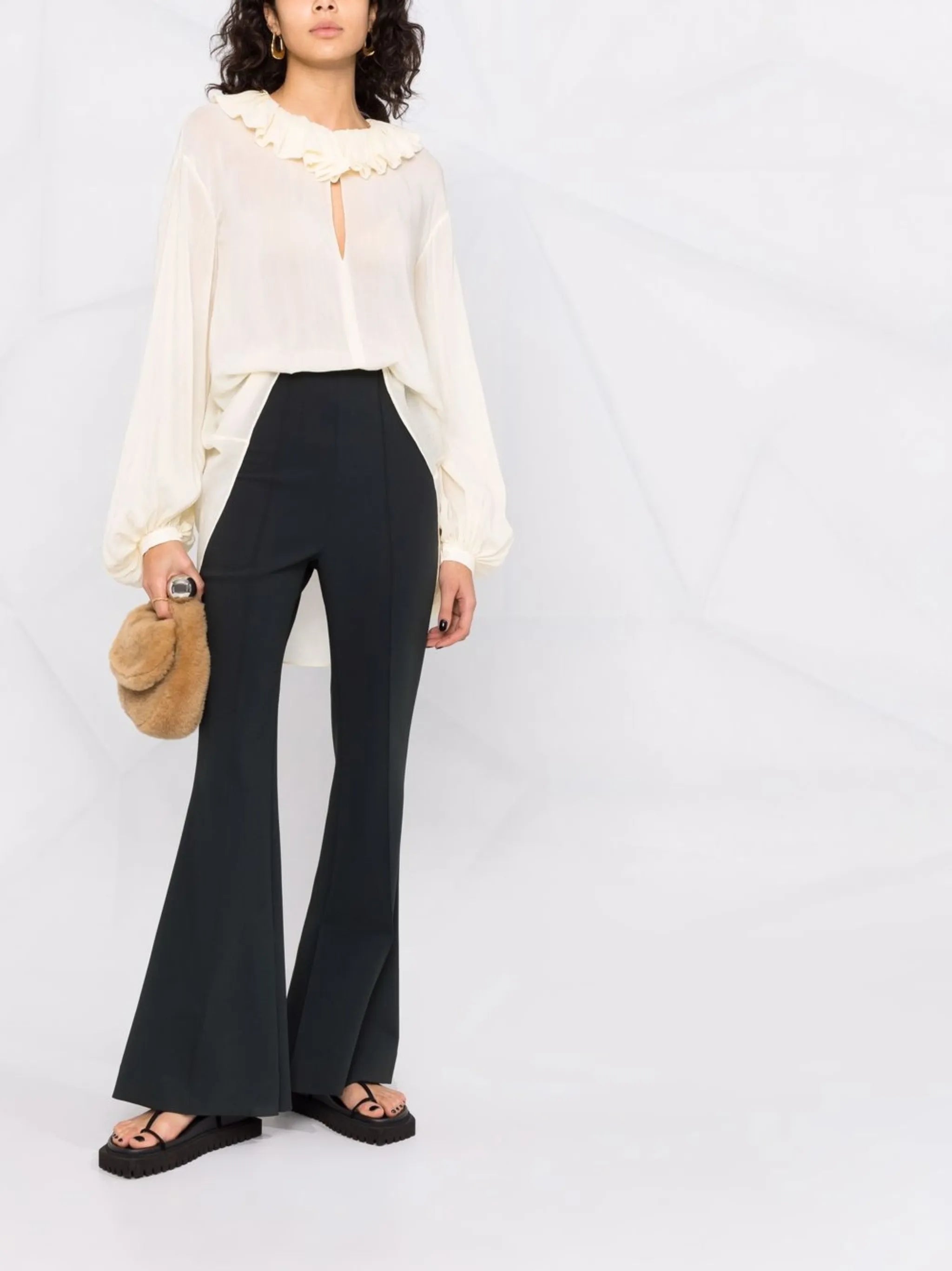 ruffled neck blouse