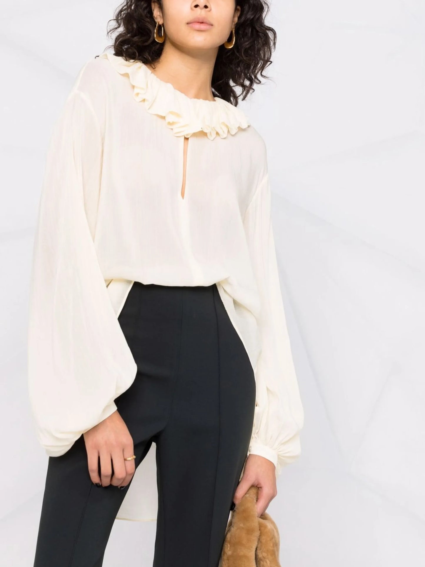 ruffled neck blouse