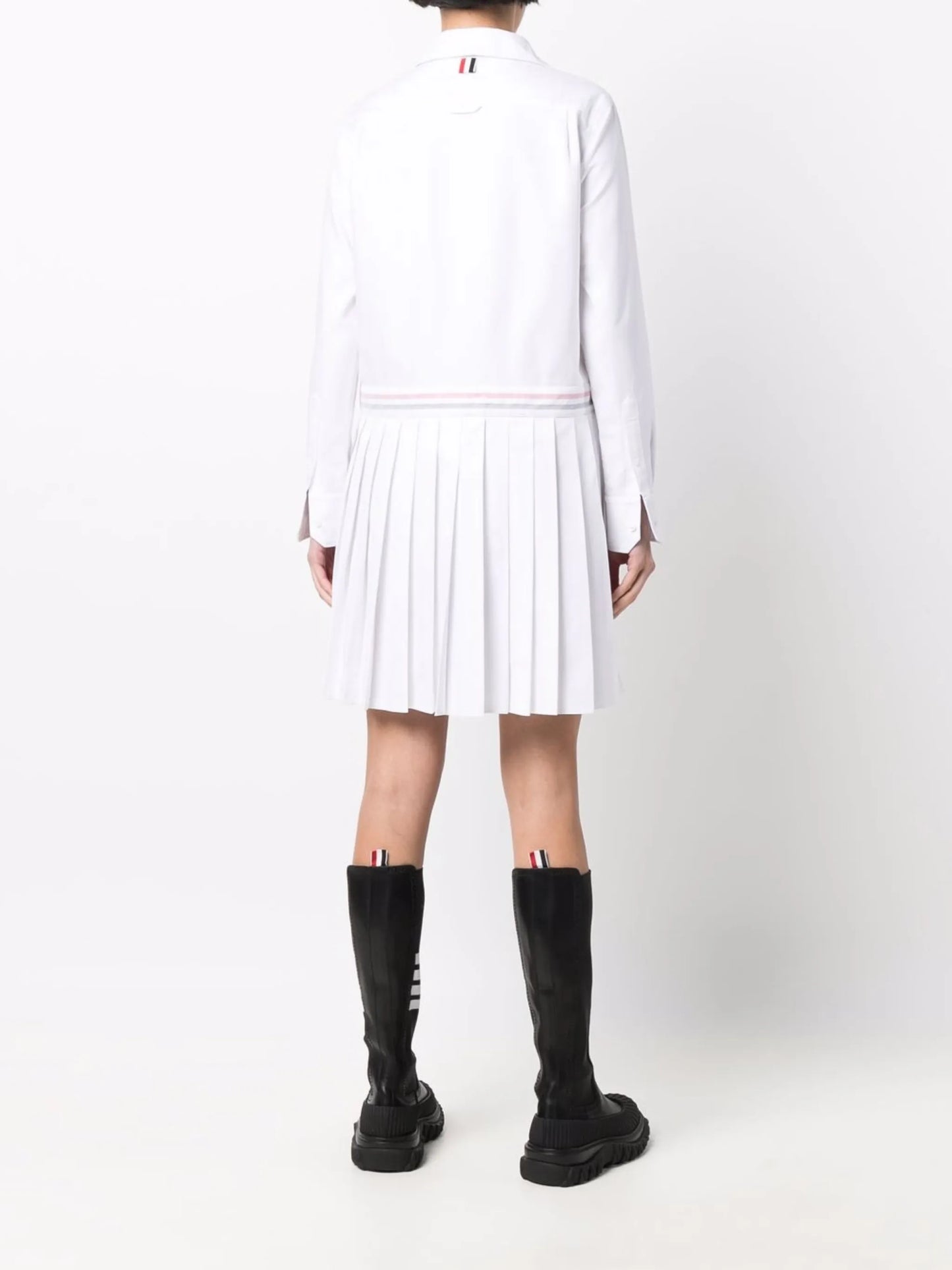 RWB-stripe pleated shirt dress