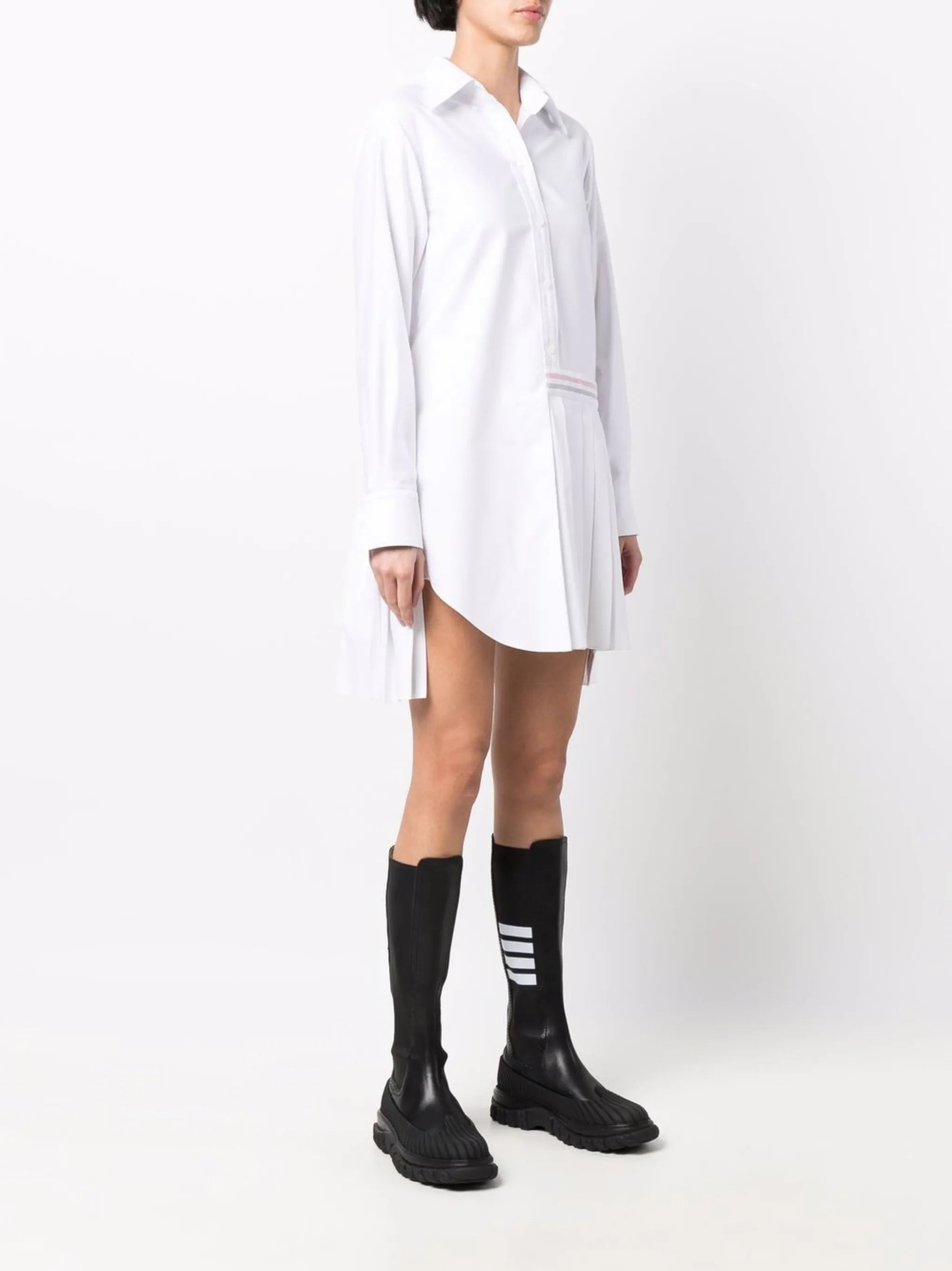 RWB-stripe pleated shirt dress