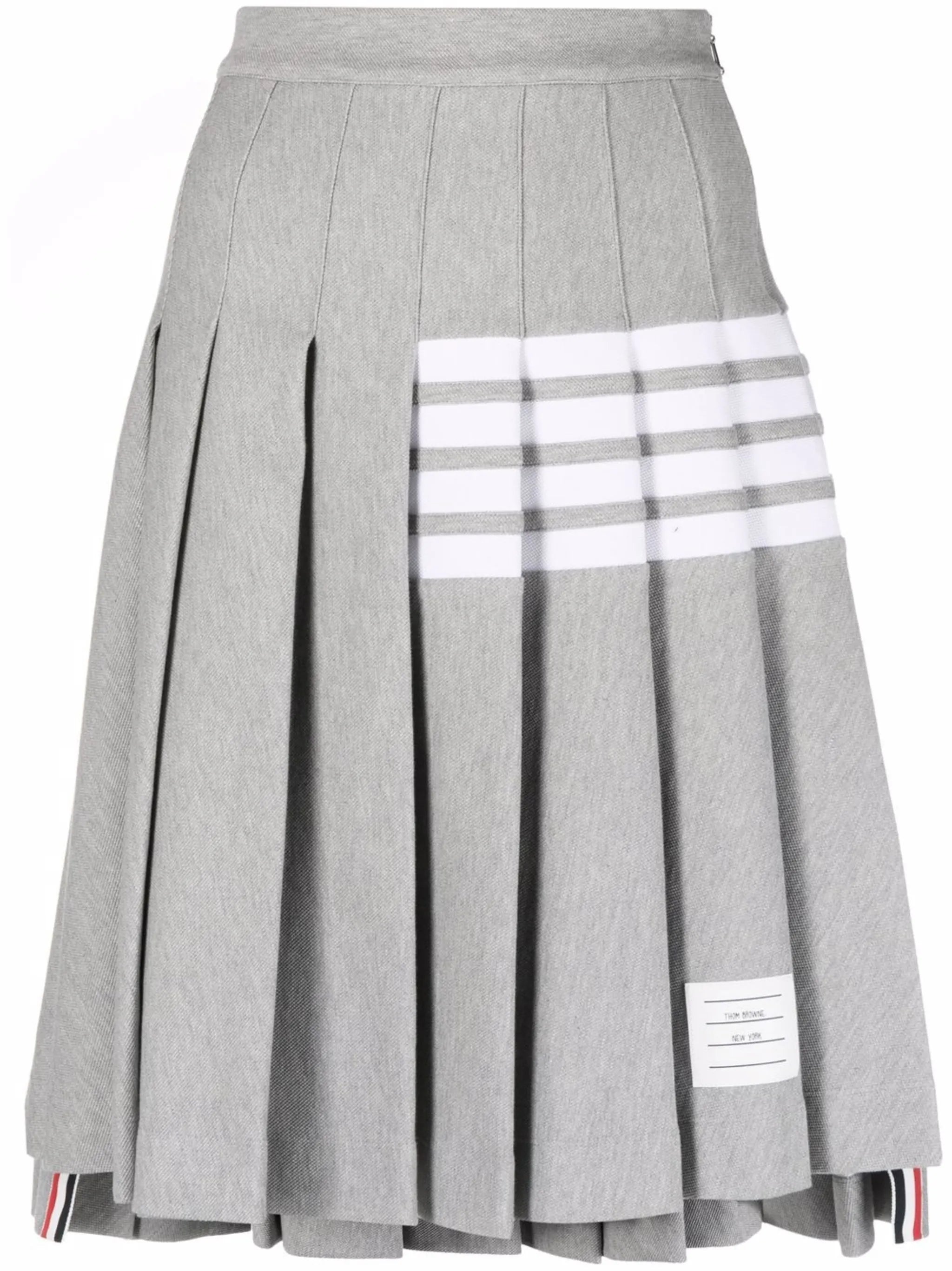 4 Bar-stripe step-hem pleated skirt