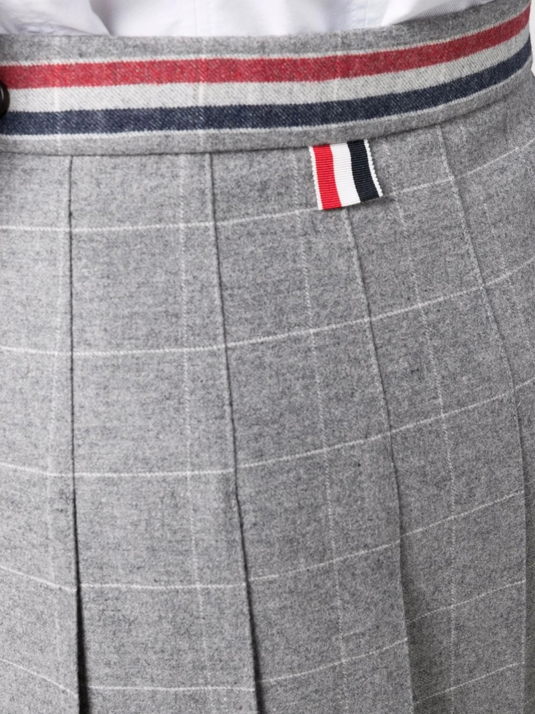 check-pattern high-low skirt