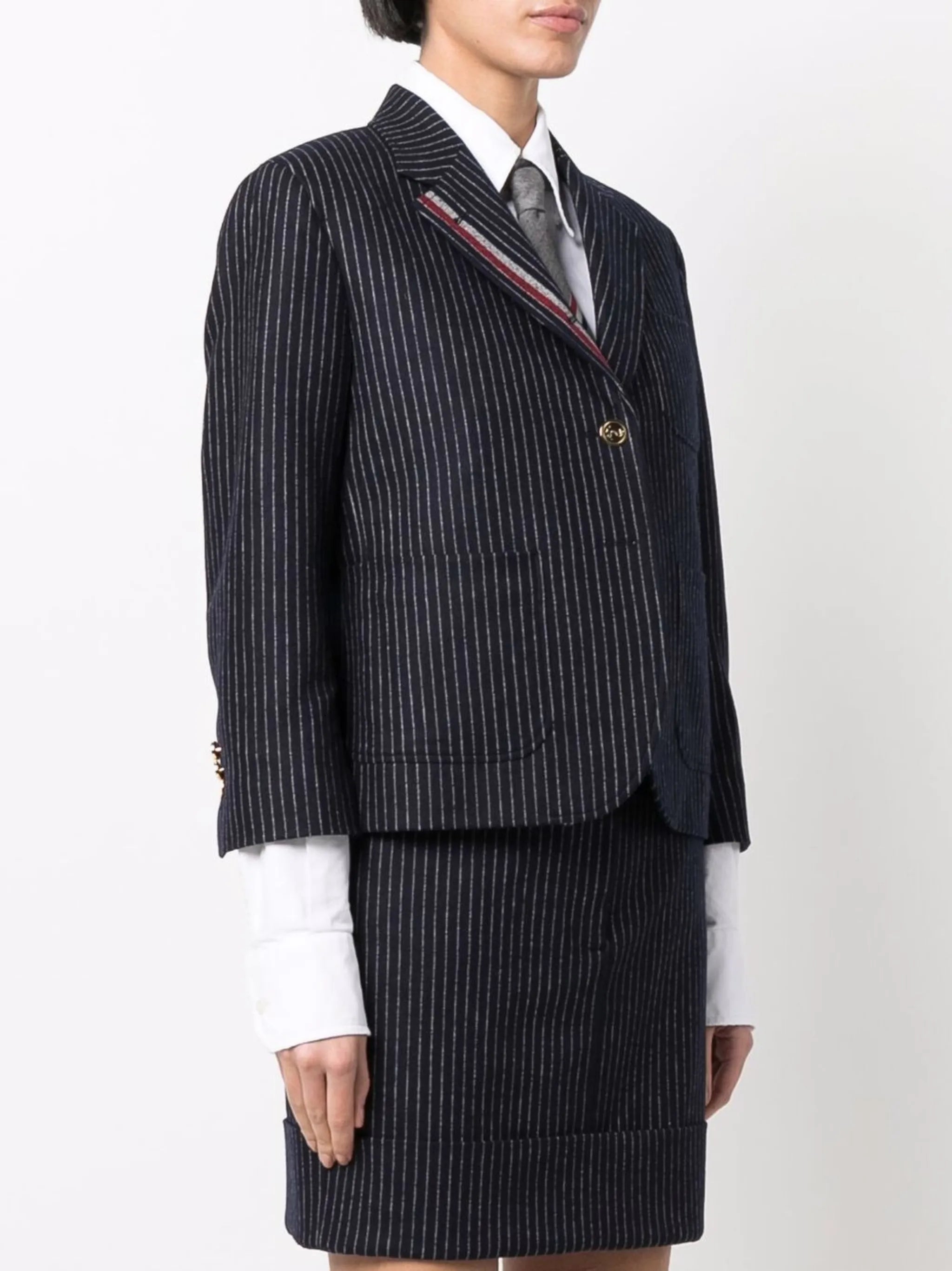 cropped pinstriped blazer