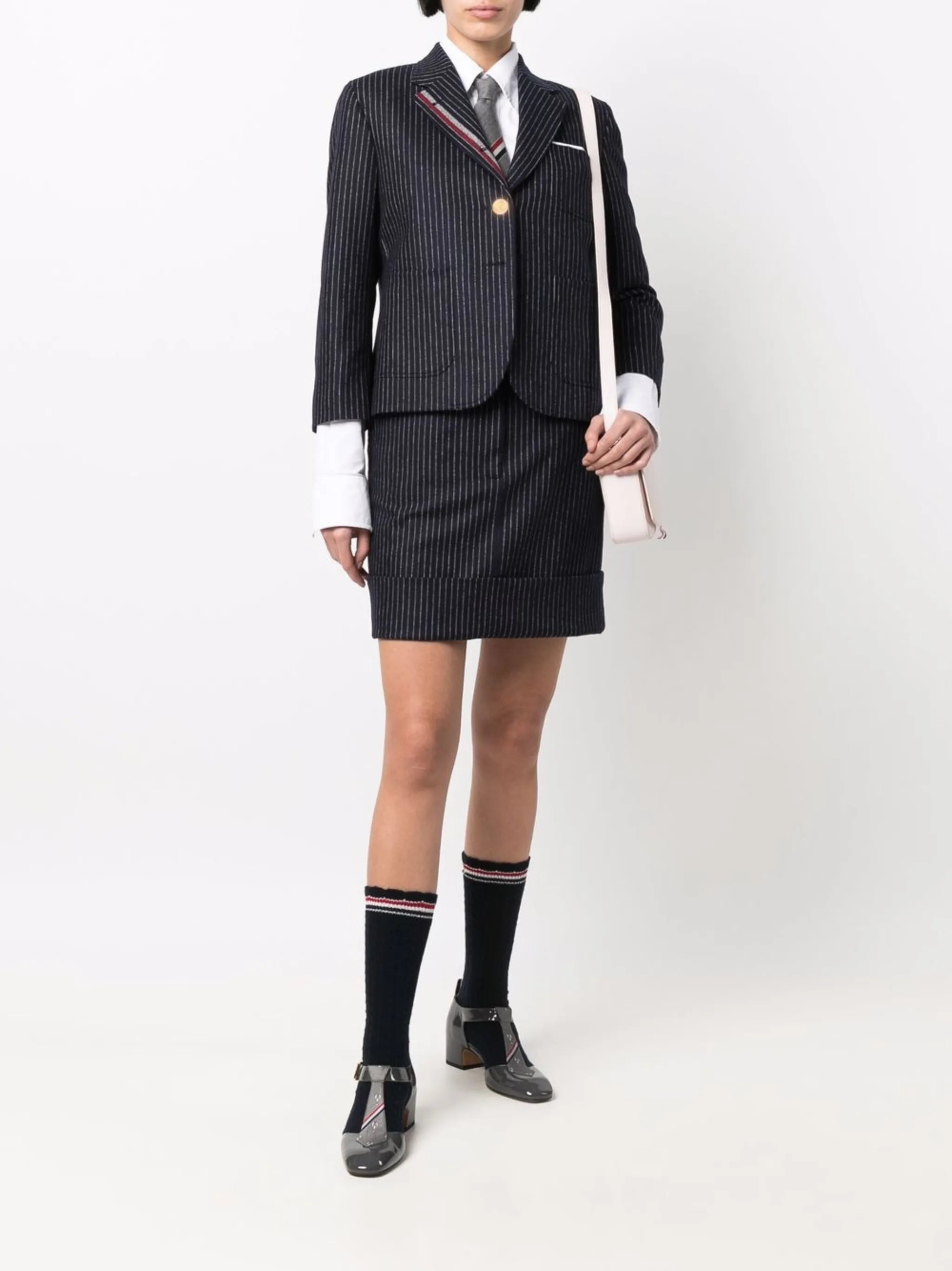 cropped pinstriped blazer
