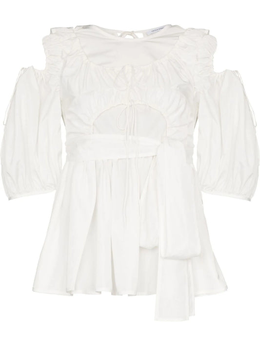 Falka cut-out puff-sleeve blouse