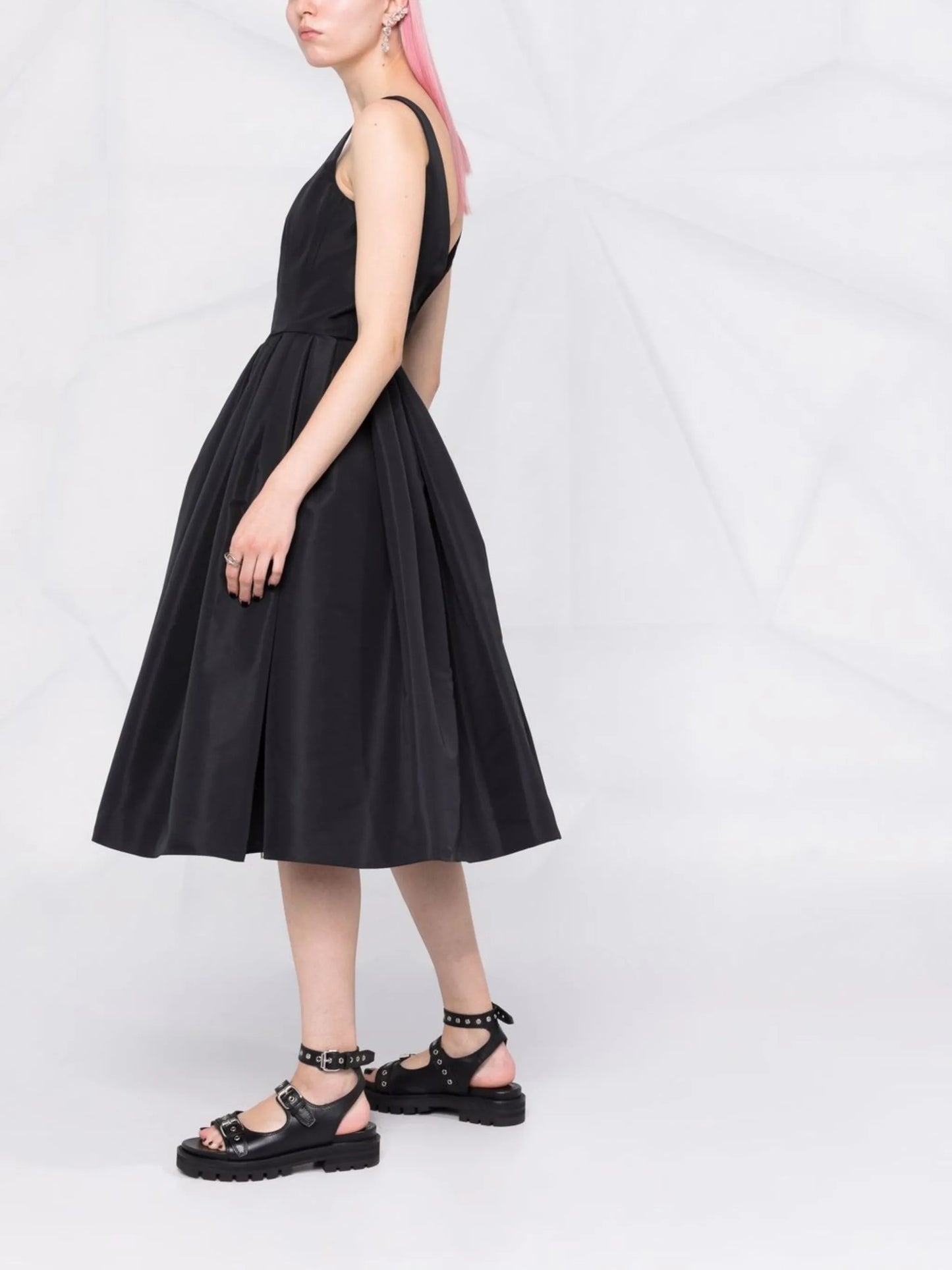 zip-front flared dress