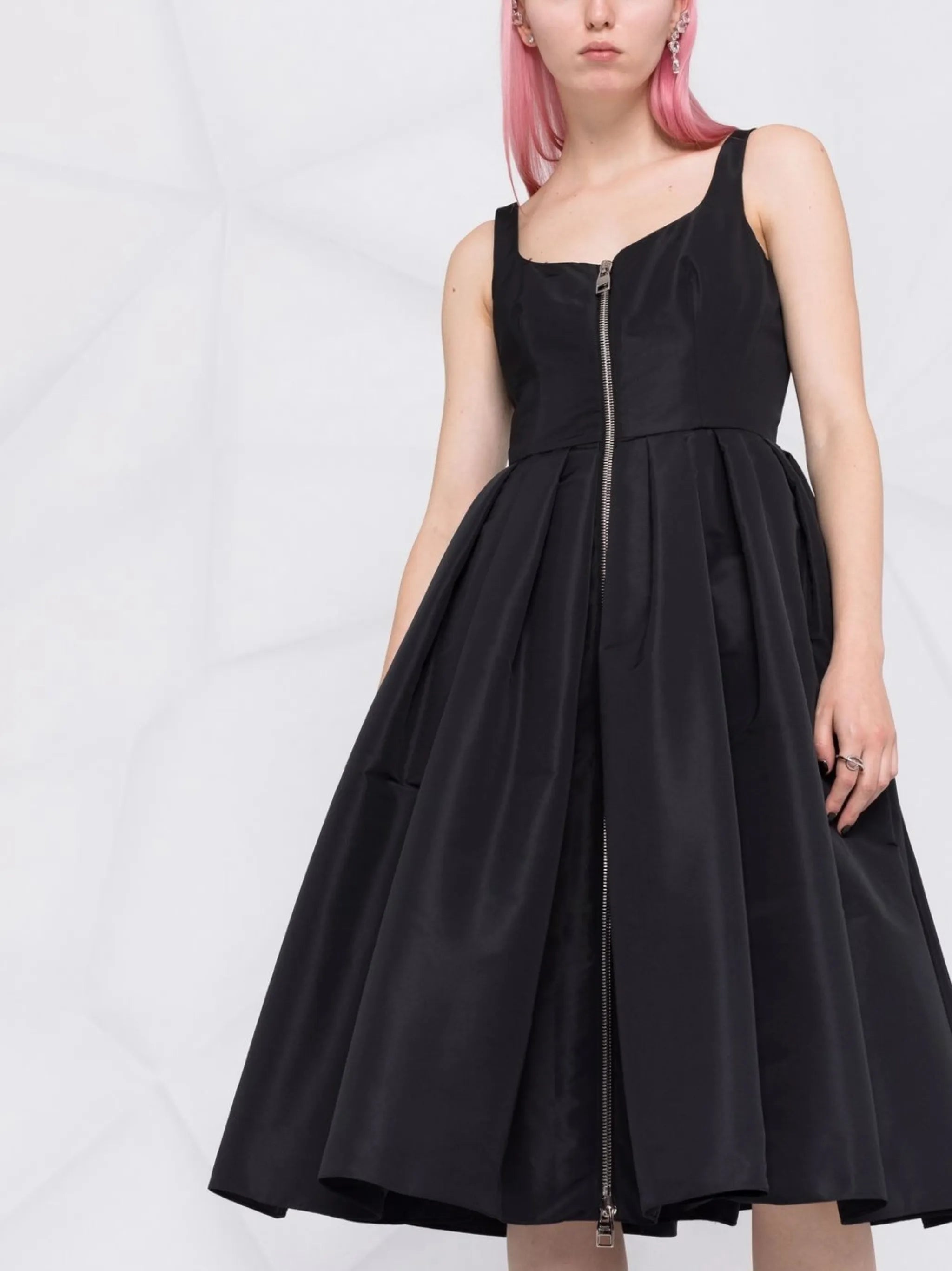 zip-front flared dress