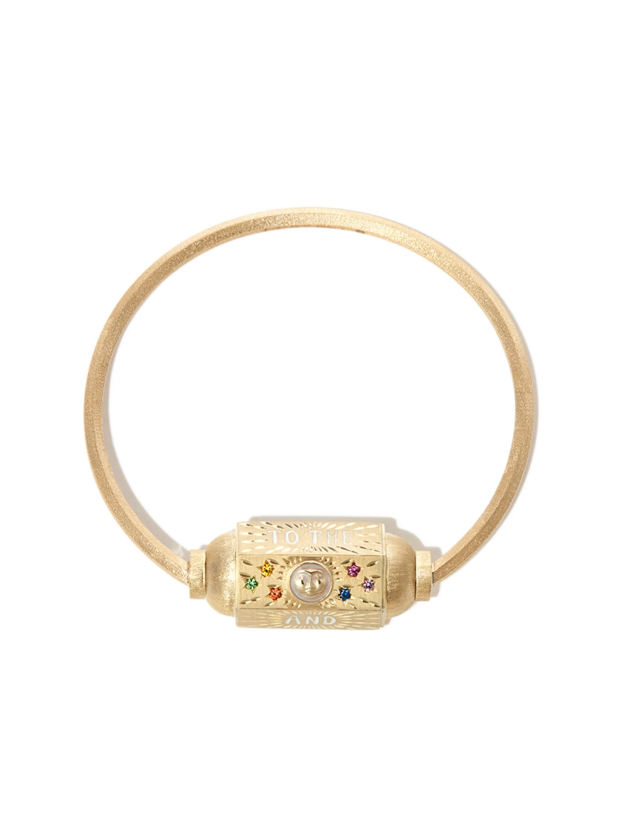 14kt yellow gold Love You sapphire bracelet